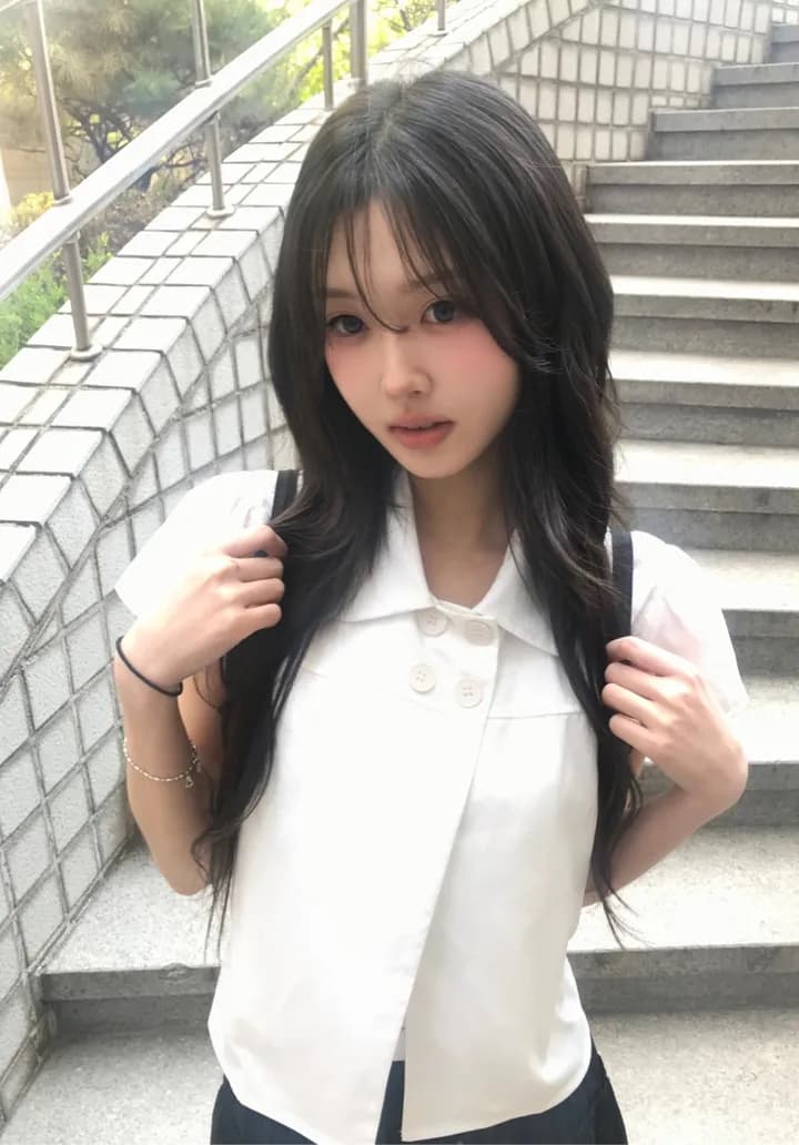 크기 있음 업데이트 일본식 소녀 센스 네 단추 여름 레트로 베이비 칼라 캐주얼 반팔 셔츠 맨위 상세 이미지 16