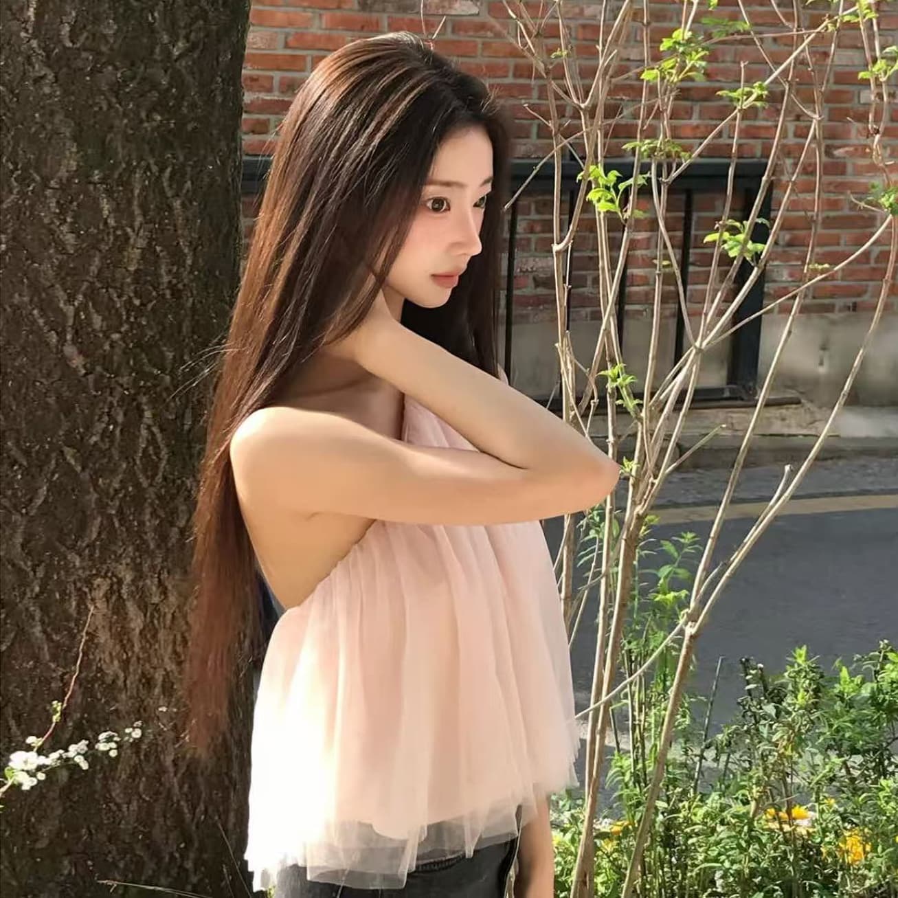 크기 있음 업데이트 ins 보 주님 섹션 한 부서 미니멀리즘 품격 우아함 망사 요정 요정 행침 목 캐미솔 이미지 4