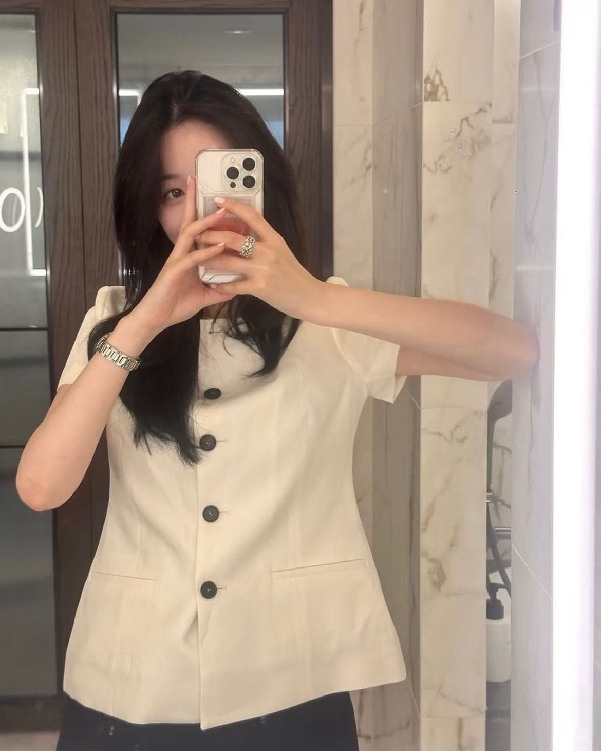 ins 보 주님 섹션 한 부서 품격 우아함 빛 요리 한 바람 일상 다용도 미니멀리즘 라운드 넥 반팔 맨위 상세 이미지 5