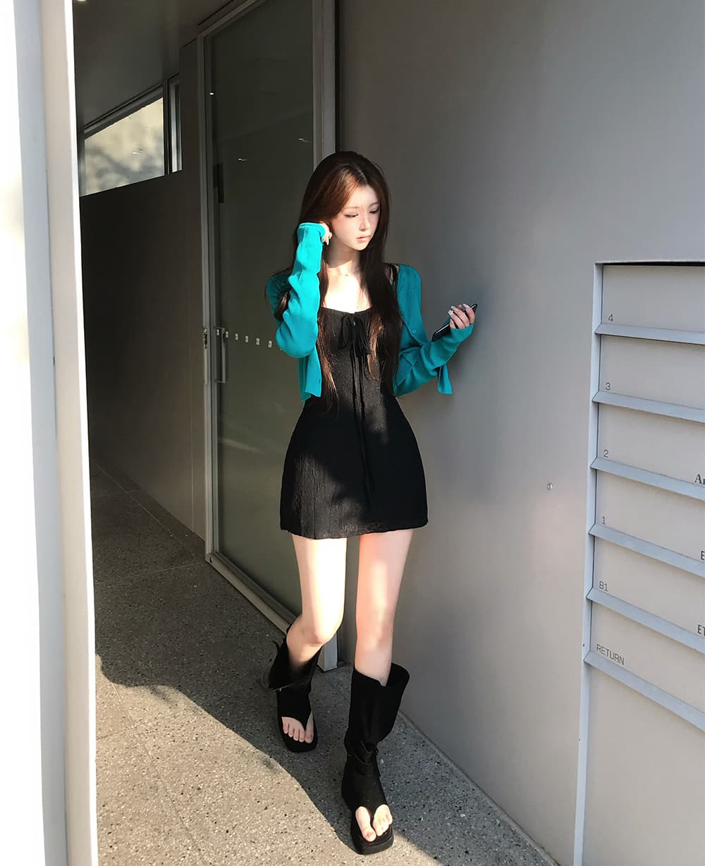 한 부서 품격 우아함 다용도 일상 출퇴근 허리 수축 슬림해 보이는 슬립 드레스 상세 이미지 16