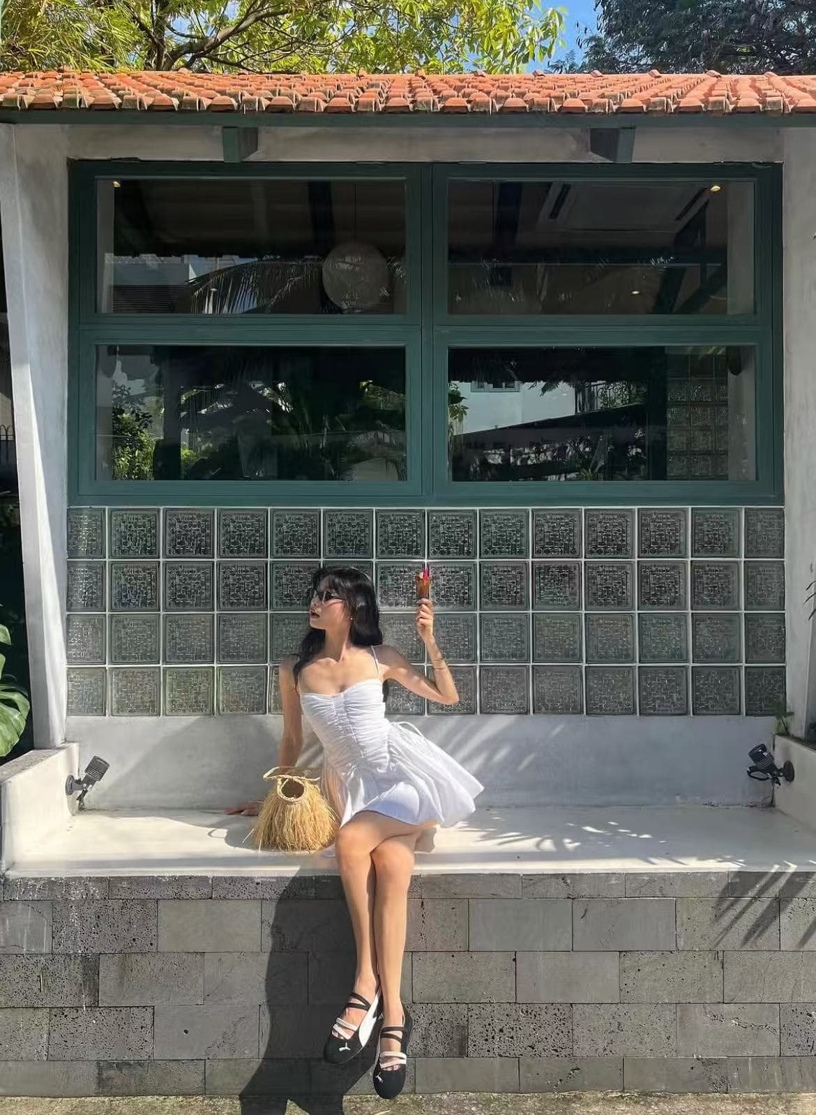 ins 보 주님 섹션 아메리칸 활력 소녀 달콤함 슬립 도트 무늬 불규칙 드레스 상세 이미지 5