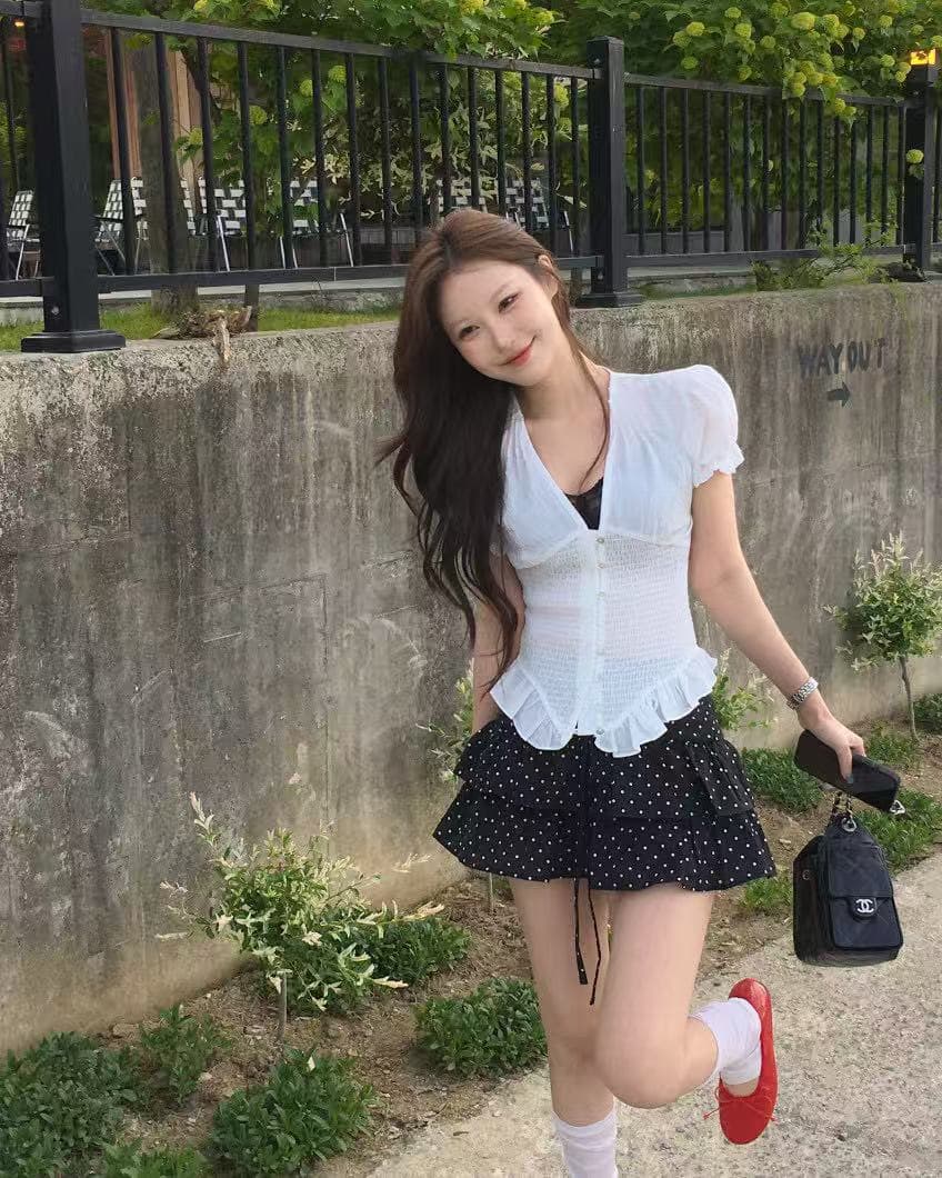 한국 chic 프랑스식 품격 우아함 허리 수축 디자인 슬림해 보이는 셔츠 맨위 상세 이미지 21