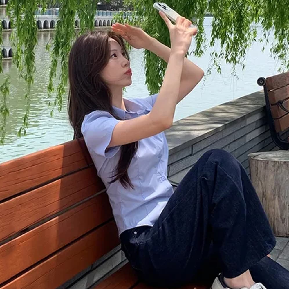 한 부서 미니멀리즘 허리 수축 폴로 칼라 일상 얼마 요? 다용도 스트라이프 인터넷 색상 출퇴근 다용도 셔츠 맨위 이미지 3