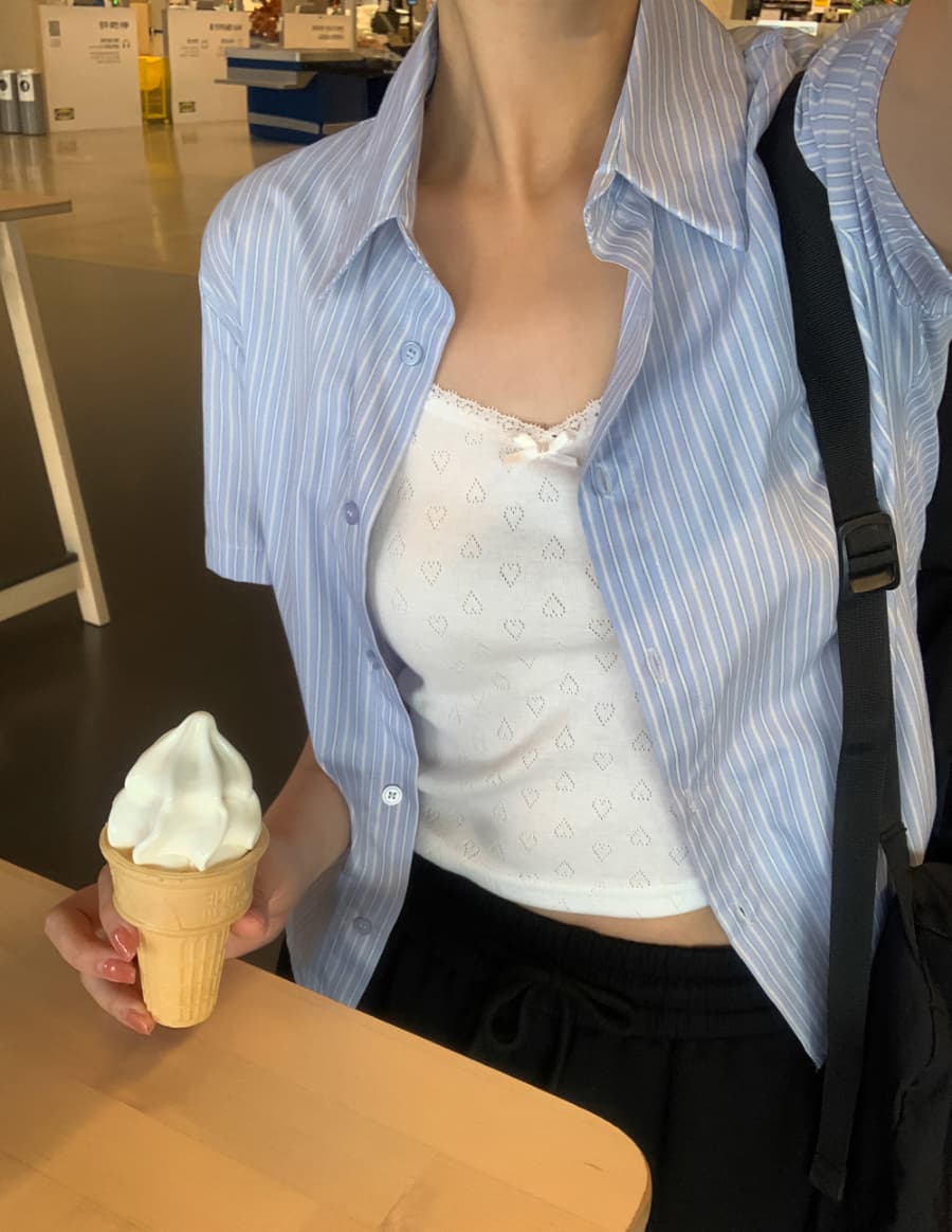 한 부서 미니멀리즘 허리 수축 폴로 칼라 일상 얼마 요? 다용도 스트라이프 인터넷 색상 출퇴근 다용도 셔츠 맨위 상세 이미지 8