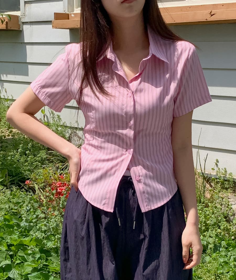 한 부서 미니멀리즘 허리 수축 폴로 칼라 일상 얼마 요? 다용도 스트라이프 인터넷 색상 출퇴근 다용도 셔츠 맨위 상세 이미지 13