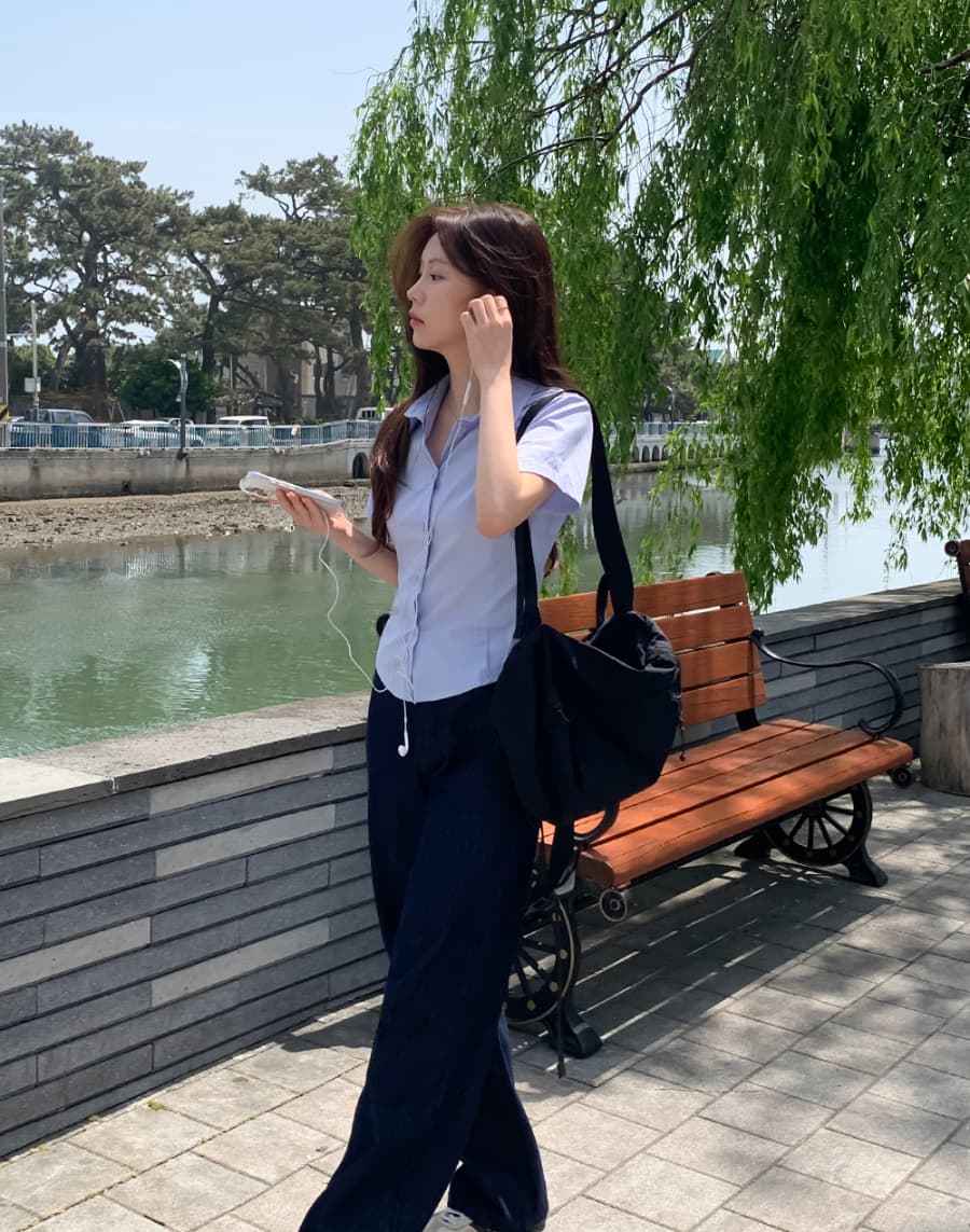 한 부서 미니멀리즘 허리 수축 폴로 칼라 일상 얼마 요? 다용도 스트라이프 인터넷 색상 출퇴근 다용도 셔츠 맨위 상세 이미지 31