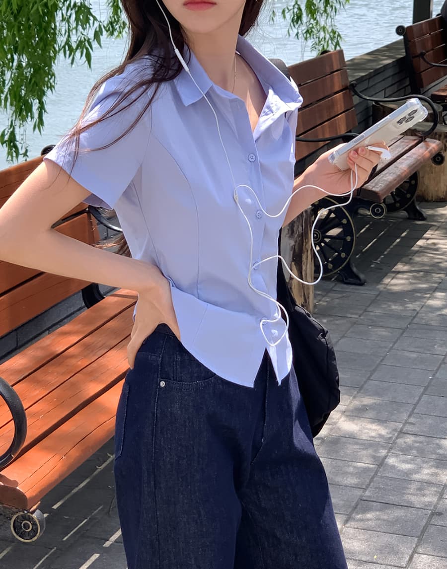 한 부서 미니멀리즘 허리 수축 폴로 칼라 일상 얼마 요? 다용도 스트라이프 인터넷 색상 출퇴근 다용도 셔츠 맨위 상세 이미지 32