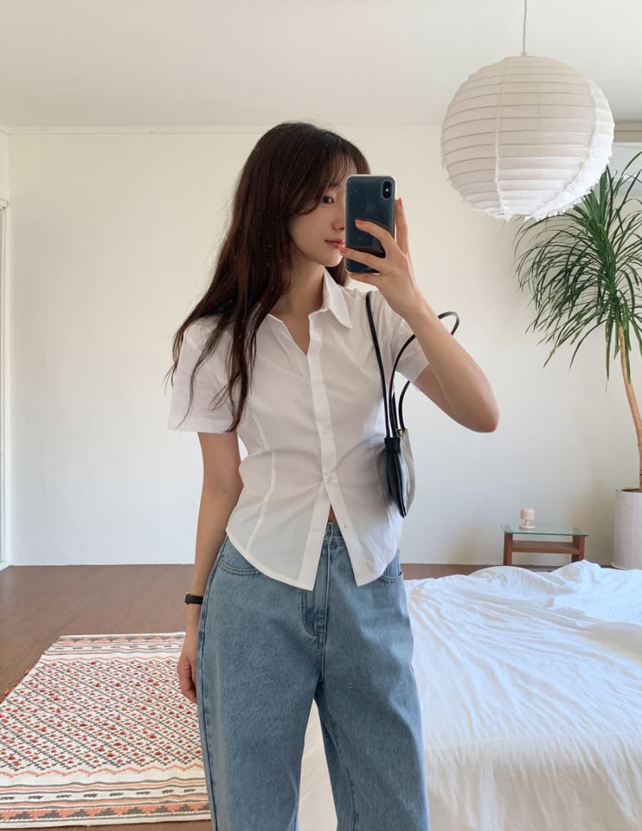 한 부서 미니멀리즘 허리 수축 폴로 칼라 일상 얼마 요? 다용도 스트라이프 인터넷 색상 출퇴근 다용도 셔츠 맨위 상세 이미지 47