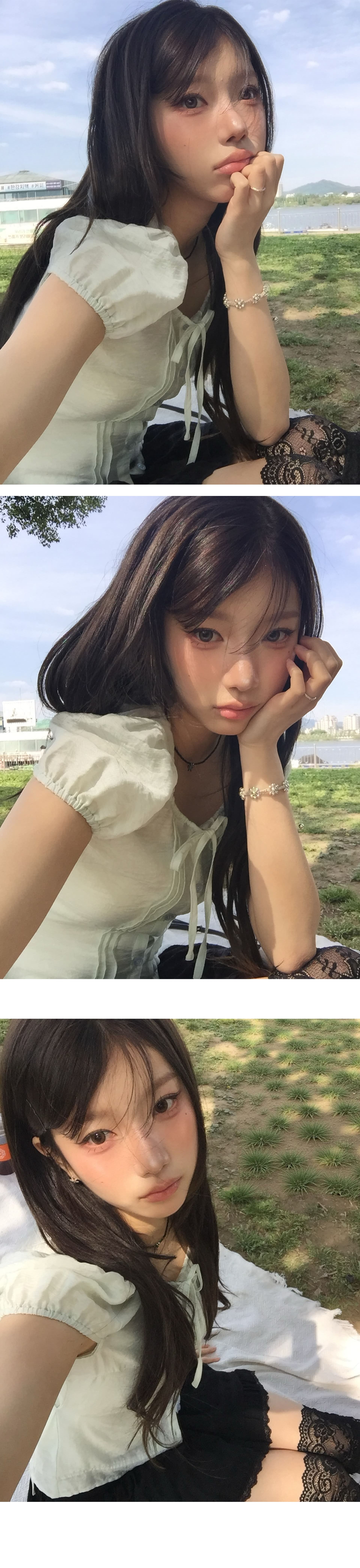 크기 있음 업데이트 한 부서 달콤함 품격 나비 넥타이 플리츠 마이크로 ~을 통해 연령 감소 슬림해 보이는 거품 소매 셔츠 상세 이미지 24