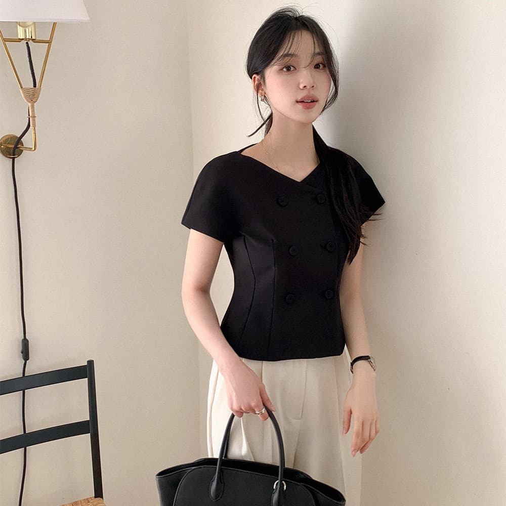 크기 있음 업데이트 한 부서 레트로 품격 작은 샤넬 스타일 허리 수축 슬림해 보이는 반팔 우아함 다용도 출퇴근 짧은 외투