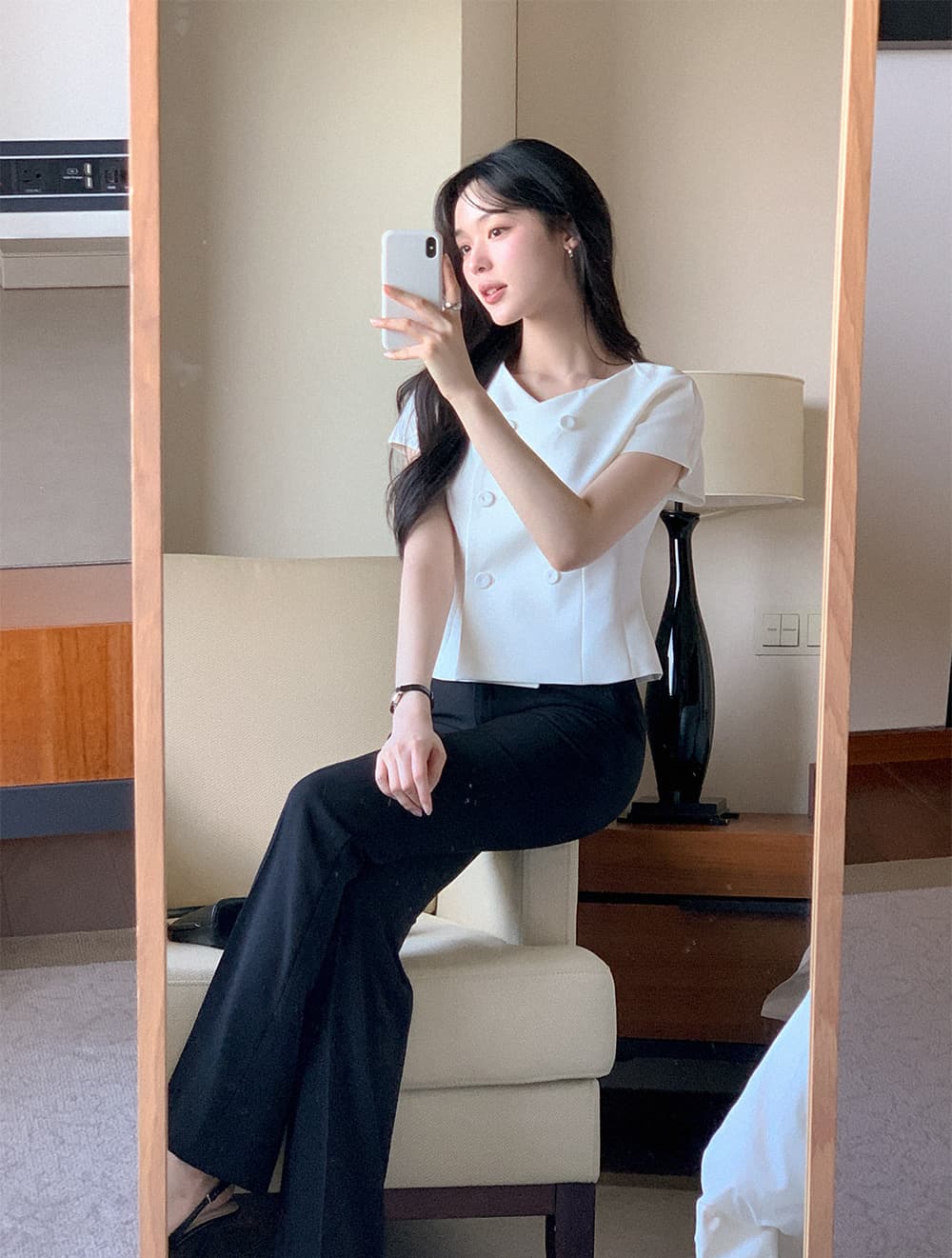 크기 있음 업데이트 한 부서 레트로 품격 작은 샤넬 스타일 허리 수축 슬림해 보이는 반팔 우아함 다용도 출퇴근 짧은 외투 상세 이미지 1