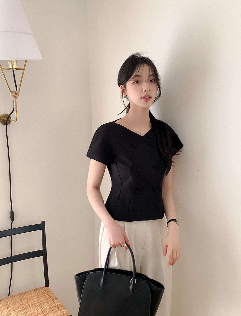 크기 있음 업데이트 한 부서 레트로 품격 작은 샤넬 스타일 허리 수축 슬림해 보이는 반팔 우아함 다용도 출퇴근 짧은 외투 상세 이미지 17