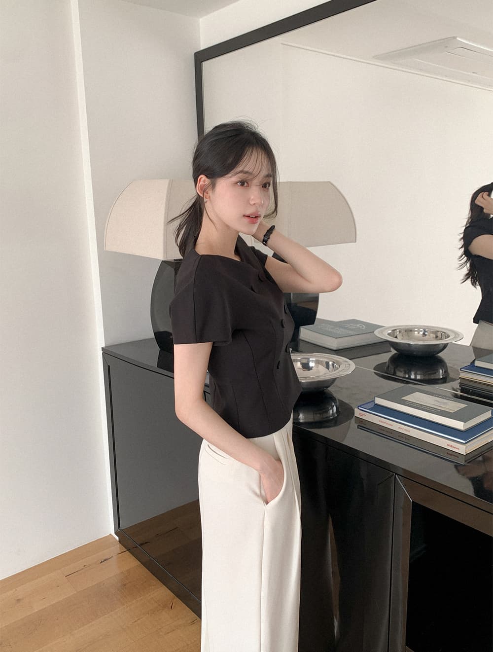 크기 있음 업데이트 한 부서 레트로 품격 작은 샤넬 스타일 허리 수축 슬림해 보이는 반팔 우아함 다용도 출퇴근 짧은 외투 상세 이미지 22