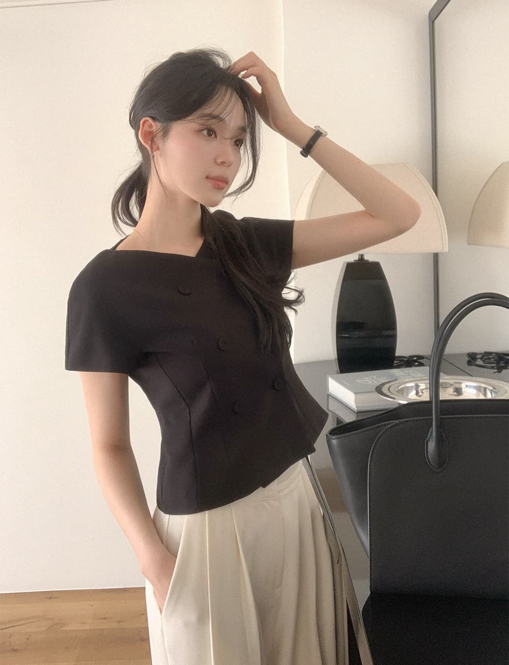 크기 있음 업데이트 한 부서 레트로 품격 작은 샤넬 스타일 허리 수축 슬림해 보이는 반팔 우아함 다용도 출퇴근 짧은 외투 상세 이미지 26
