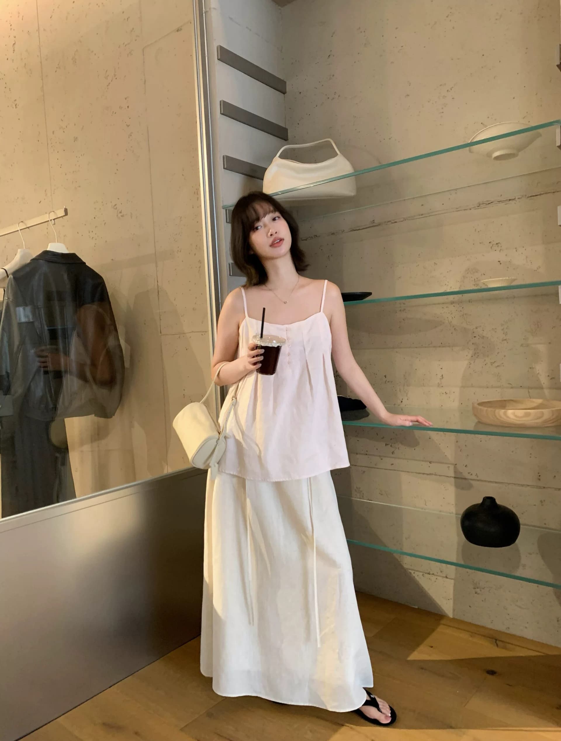 크기 있음 업데이트 한 부서 미니멀리즘 일상 다용도 통기성 마 캐미솔 여성 부드러운 품격 싱글 착용 조끼 상세 이미지 10