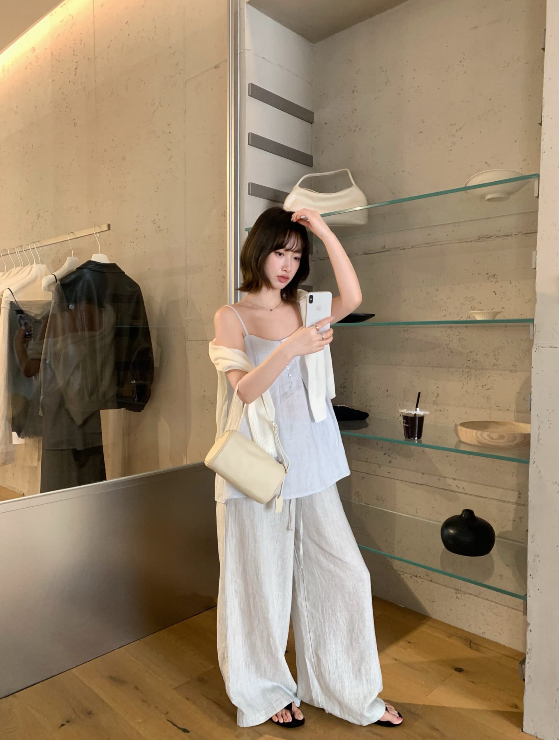 크기 있음 업데이트 한 부서 미니멀리즘 일상 다용도 통기성 마 캐미솔 여성 부드러운 품격 싱글 착용 조끼 상세 이미지 13