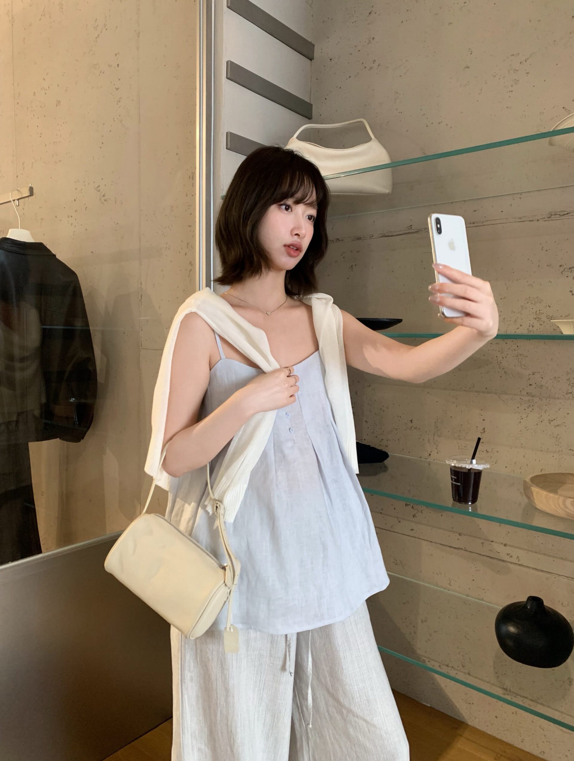 크기 있음 업데이트 한 부서 미니멀리즘 일상 다용도 통기성 마 캐미솔 여성 부드러운 품격 싱글 착용 조끼 상세 이미지 16