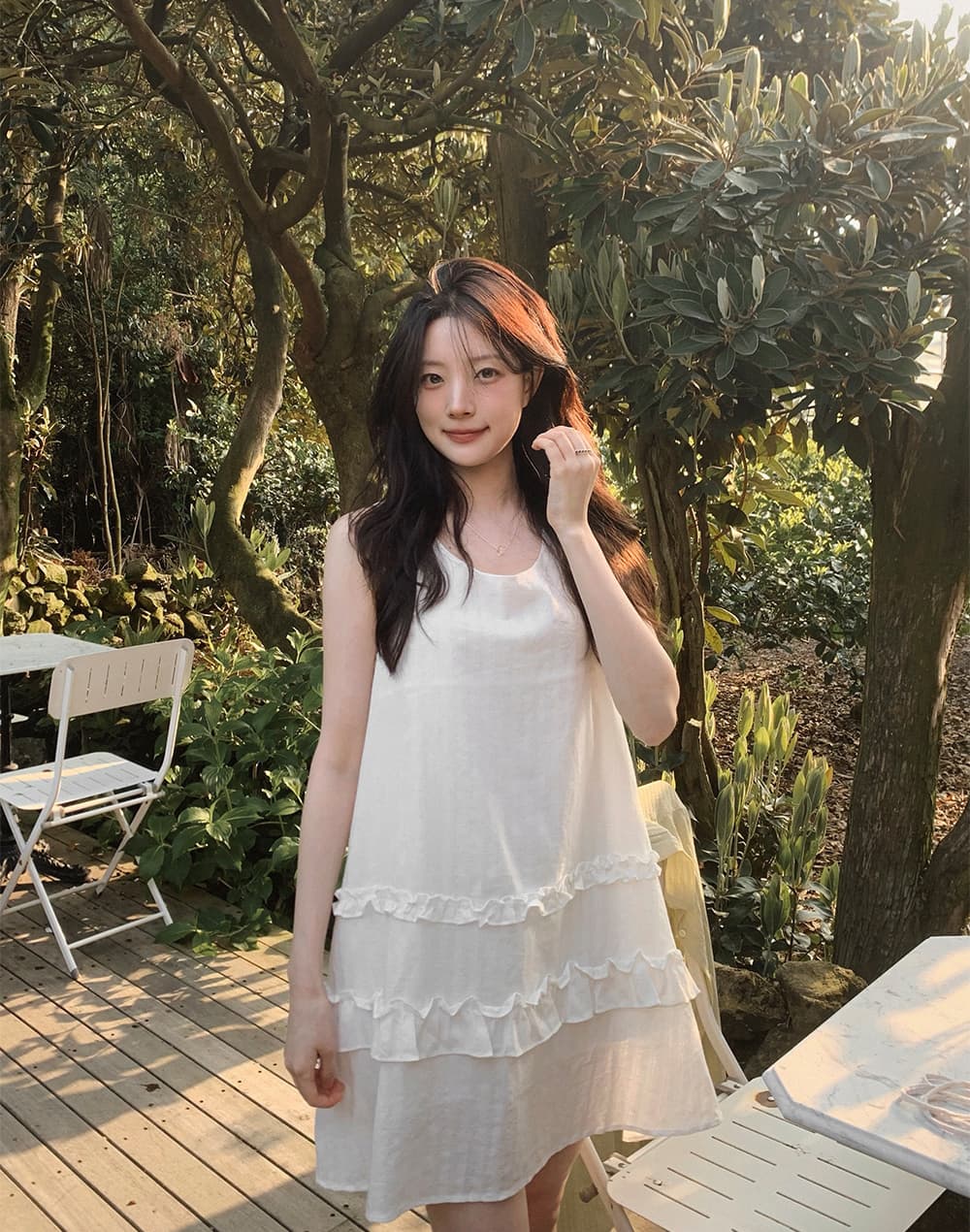 한 부서 귀여운 연령 감소 목이버섯 패치워크 치마 루즈핏 다용도 일상 달콤함 민소매 드레스 상세 이미지 6