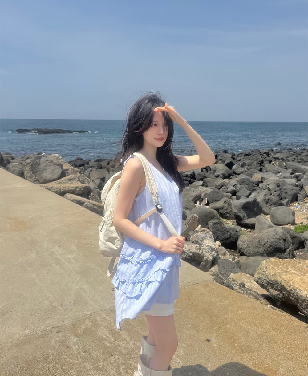 한 부서 귀여운 연령 감소 목이버섯 패치워크 치마 루즈핏 다용도 일상 달콤함 민소매 드레스 상세 이미지 18