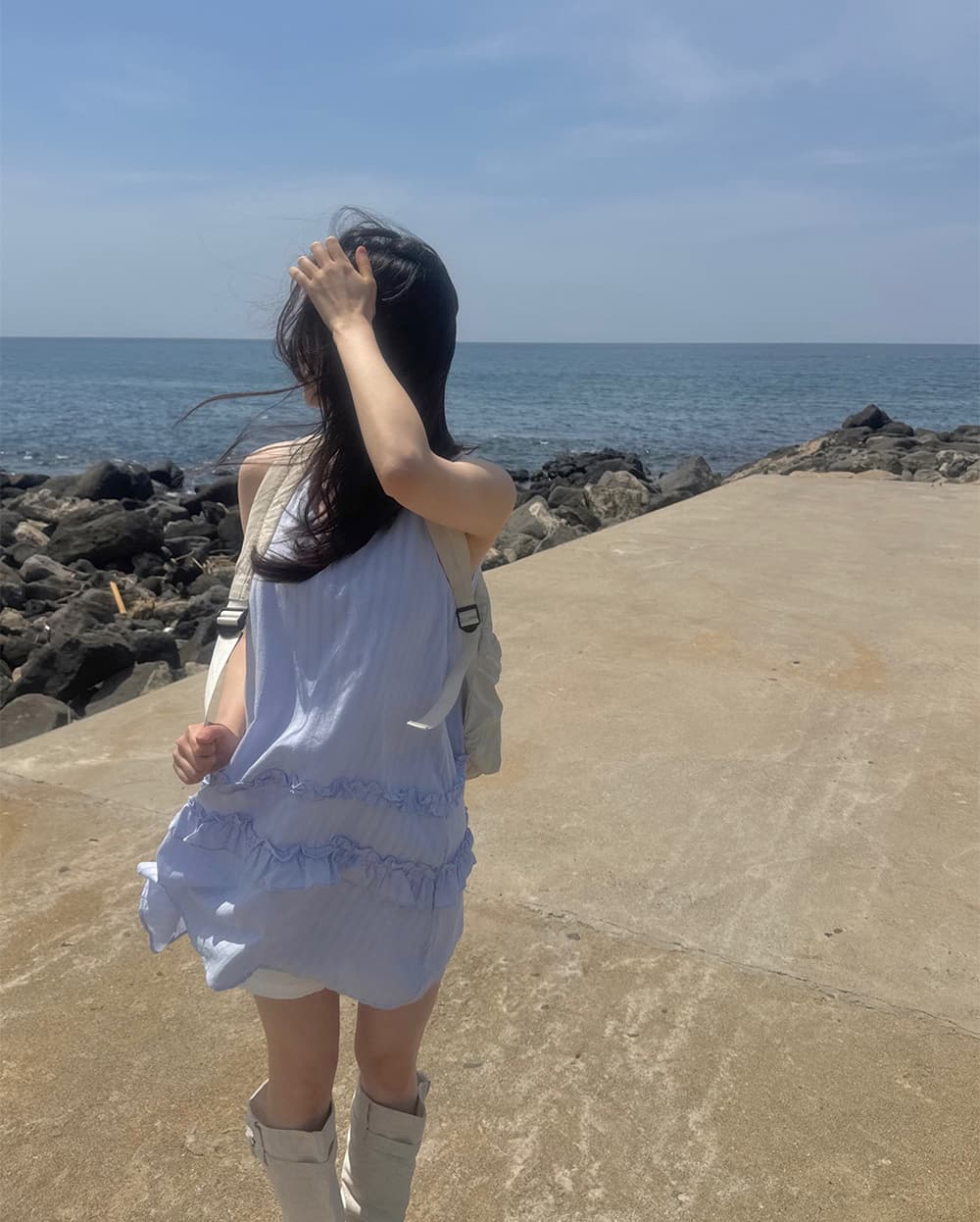 한 부서 귀여운 연령 감소 목이버섯 패치워크 치마 루즈핏 다용도 일상 달콤함 민소매 드레스 상세 이미지 19