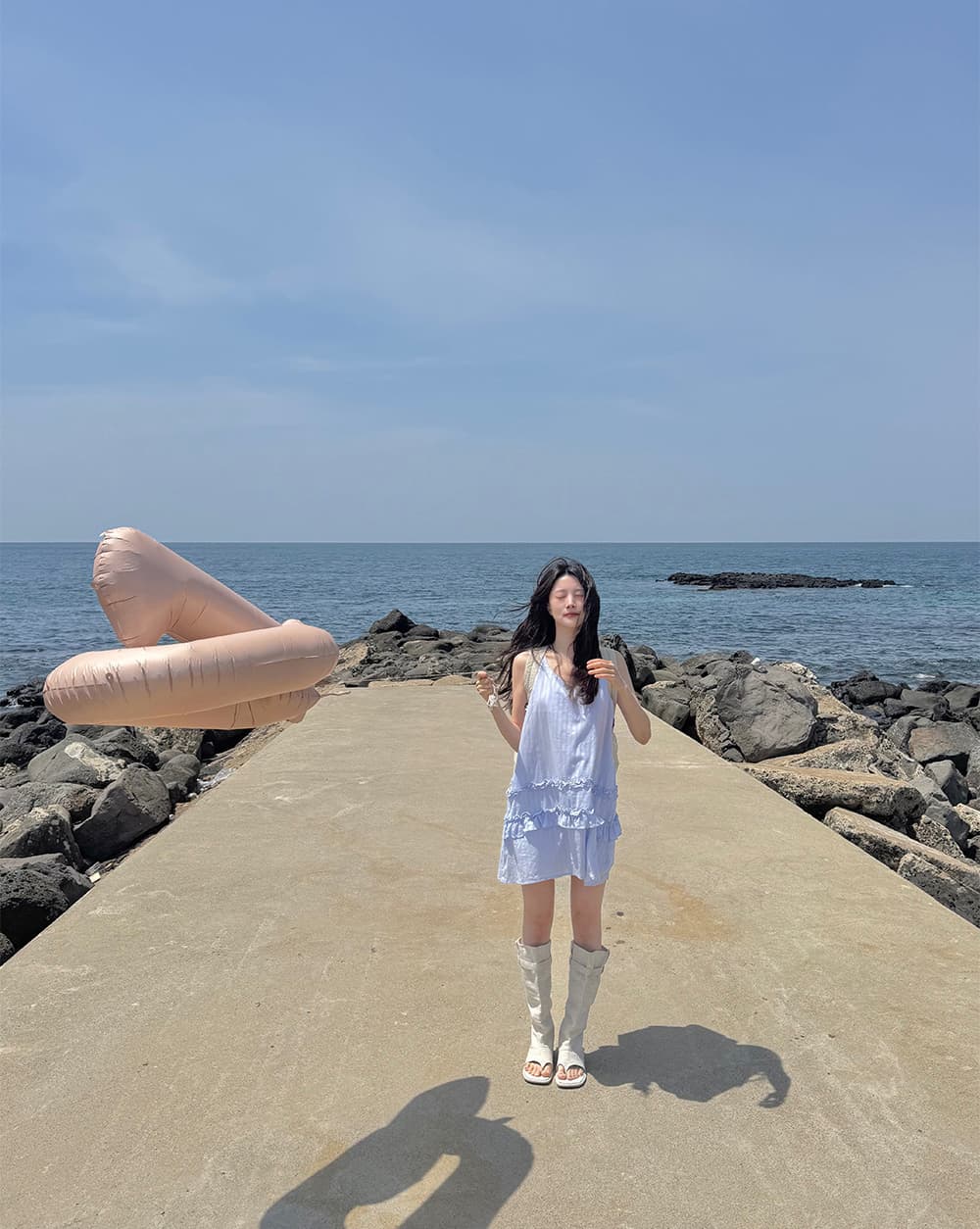 한 부서 귀여운 연령 감소 목이버섯 패치워크 치마 루즈핏 다용도 일상 달콤함 민소매 드레스 상세 이미지 22