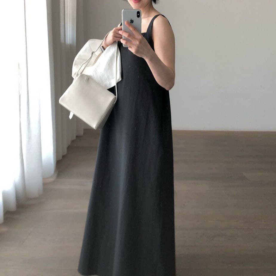 ins 익스트림 제인 바람 일본식 익스트림 제인 휴가 바람 백리스 루즈핏 느긋한 다용도 슬립 드레스 이미지 5