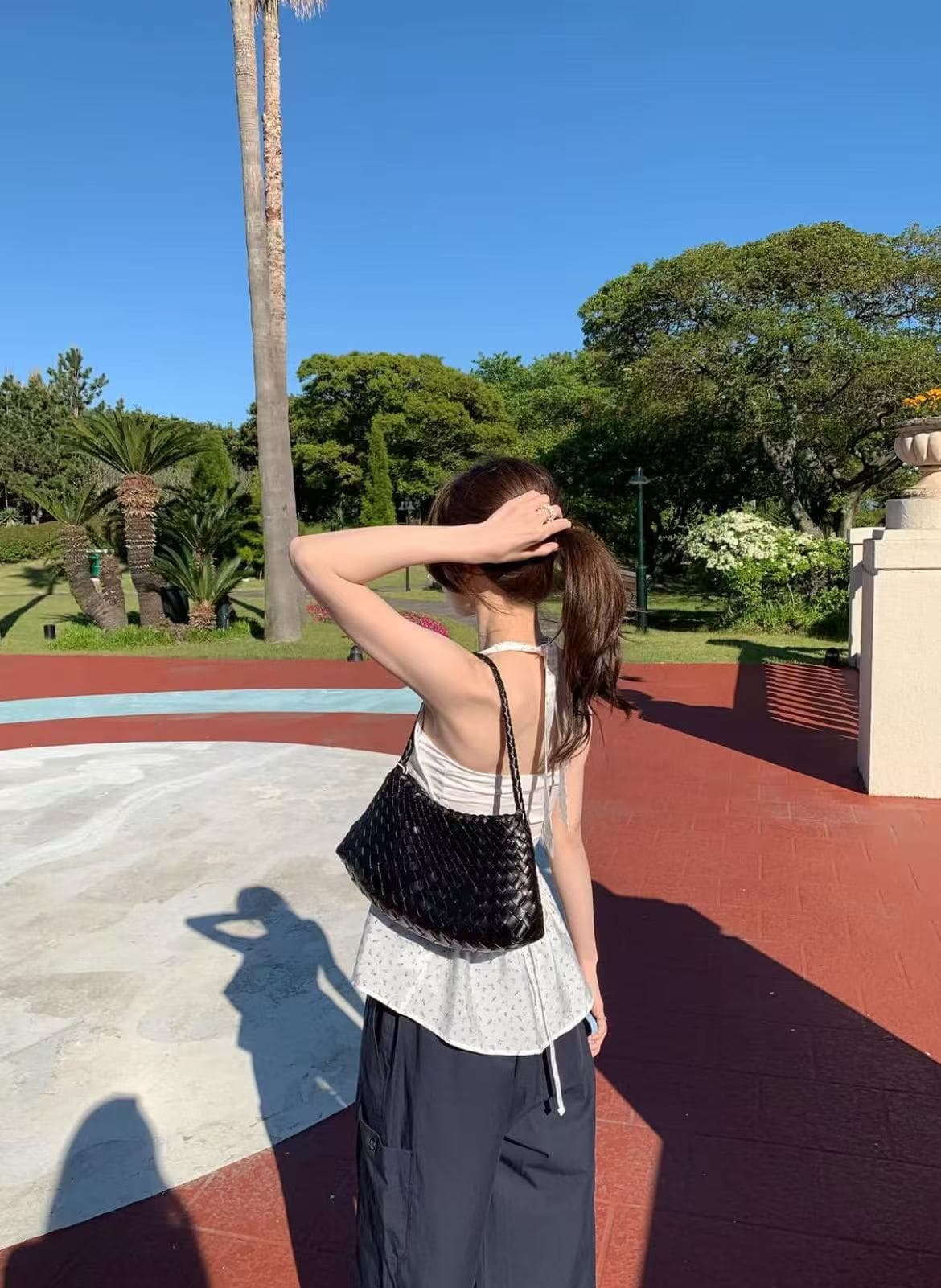 한 부서 미니멀리즘 작은 청신 꽃무늬 행침 목 조끼 다용도 출퇴근 스택 착용 쉬폰 작은 셔츠 제외 된 만나는 조끼 상세 이미지 3