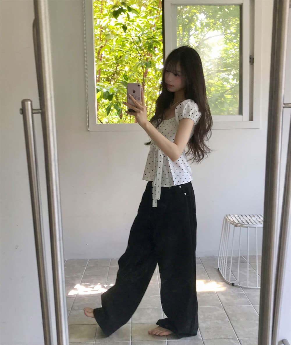 크기 있음 업데이트 한 부서 작은 대중 도트 무늬 레이스업 나비 매듭 귀여운 연령 감소 인형 셔츠 다용도 일상 셔츠 상세 이미지 14