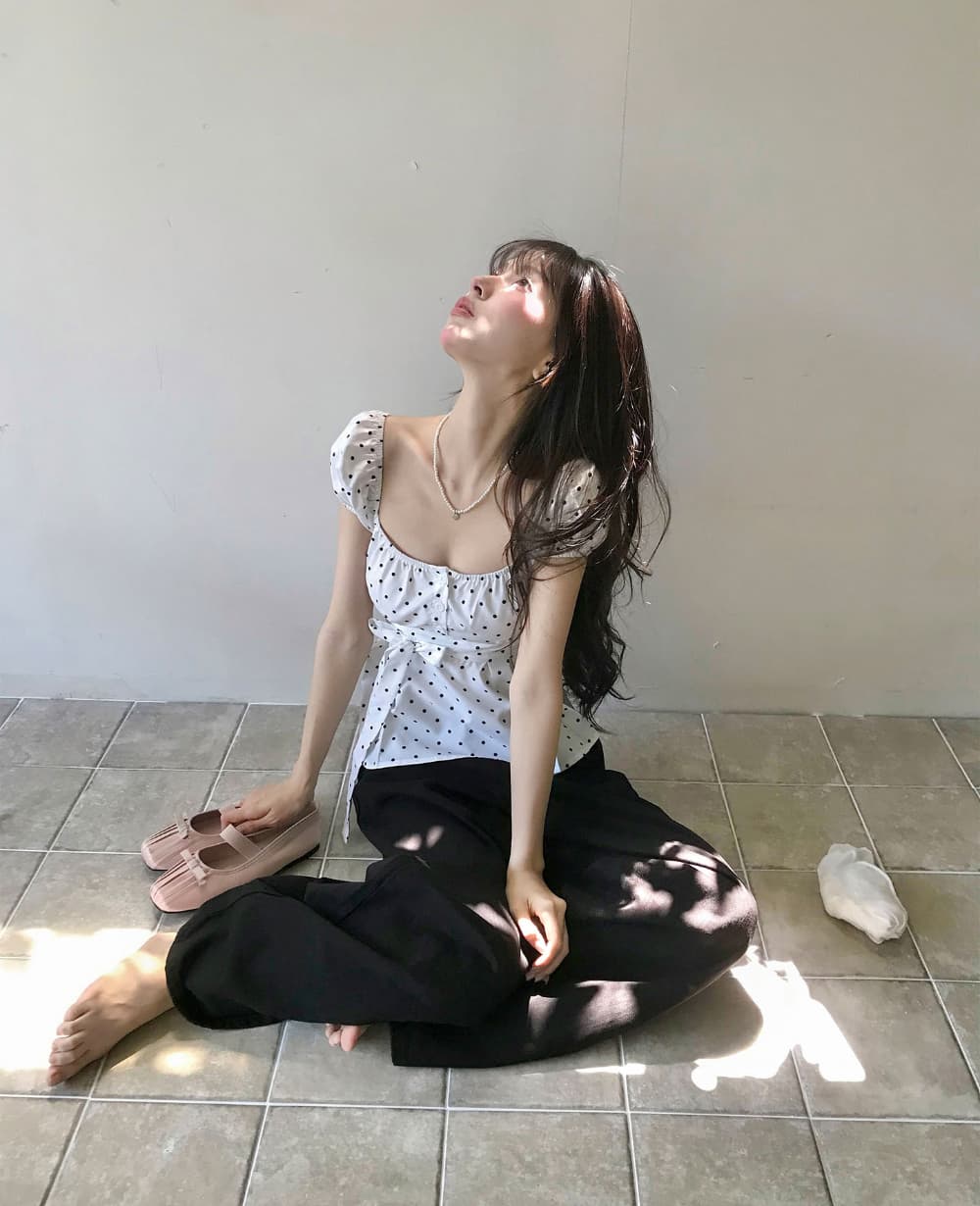 크기 있음 업데이트 한 부서 작은 대중 도트 무늬 레이스업 나비 매듭 귀여운 연령 감소 인형 셔츠 다용도 일상 셔츠 상세 이미지 23