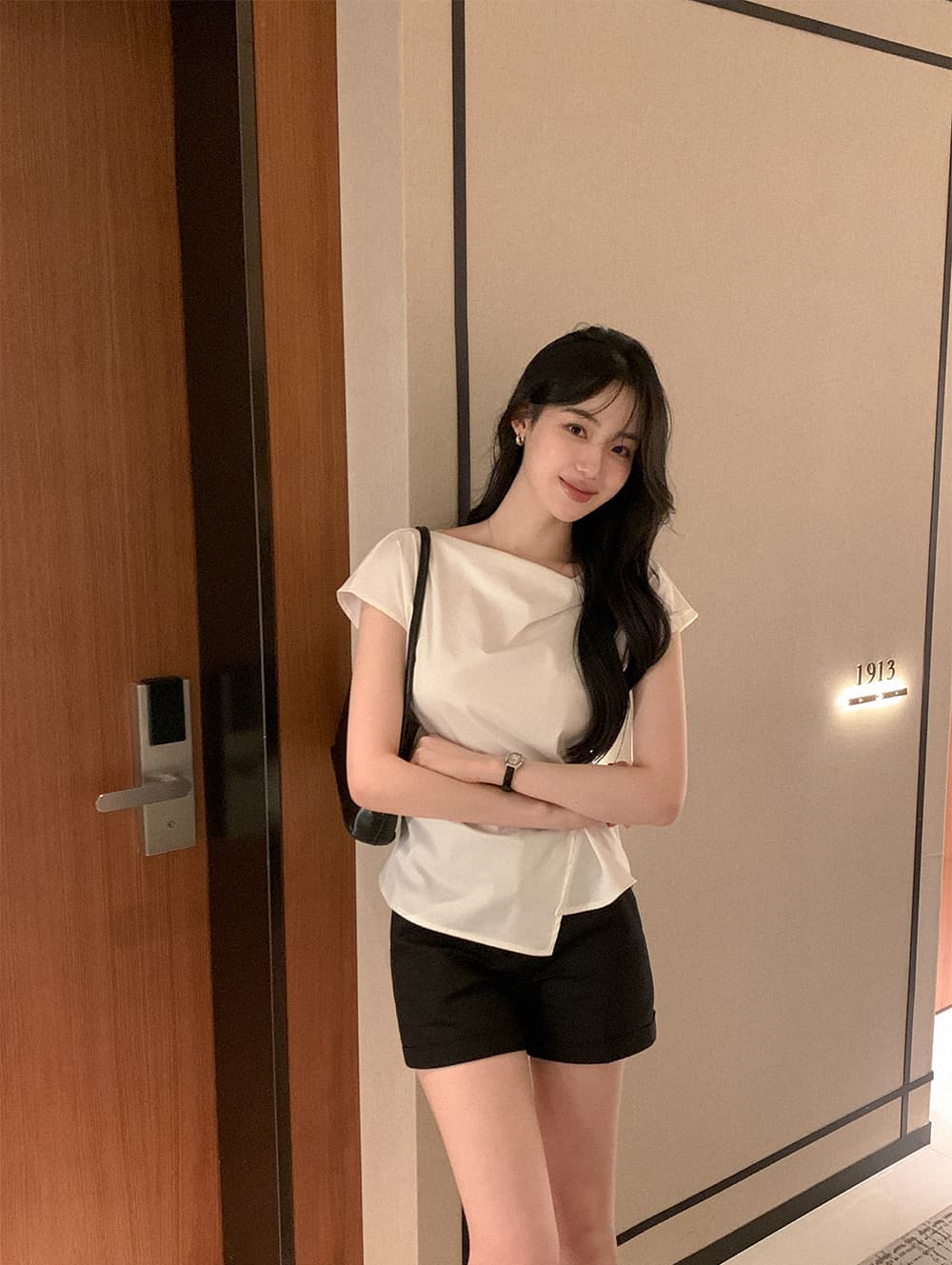 크기 있음 업데이트 한 부서 우아함 품격 흔들다 칼라 레이스업 허리 수축 트임 일상 다용도 셔츠 맨위 상세 이미지 20