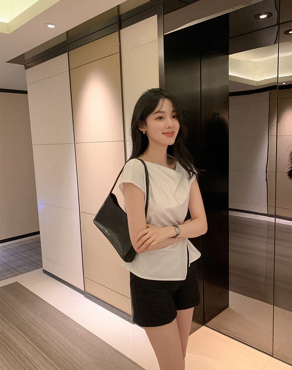 크기 있음 업데이트 한 부서 우아함 품격 흔들다 칼라 레이스업 허리 수축 트임 일상 다용도 셔츠 맨위 상세 이미지 22
