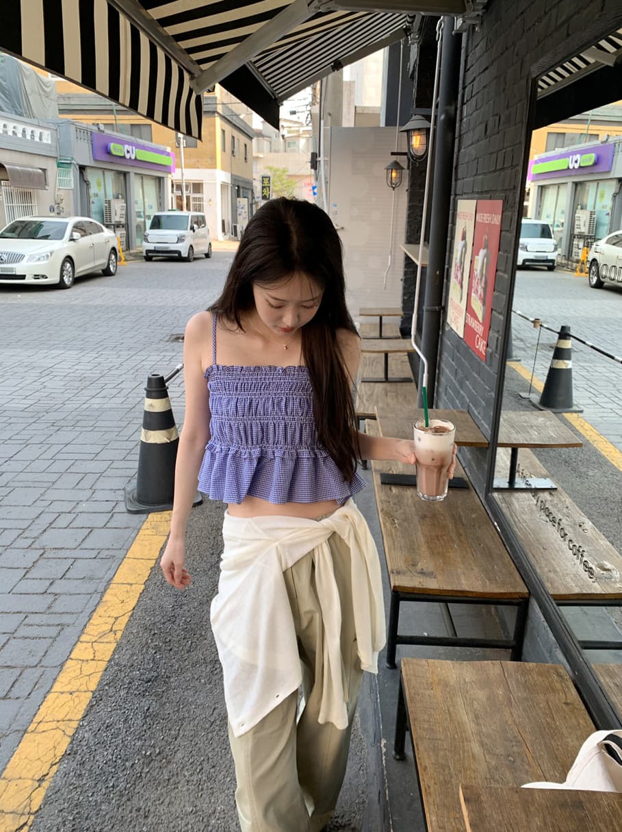 ins 보 주님 섹션 순수한 욕망 오프숄더 프릴 주름 튜브탑 캐미솔 휴가 바람 디자인 센스 맨위 상세 이미지 6