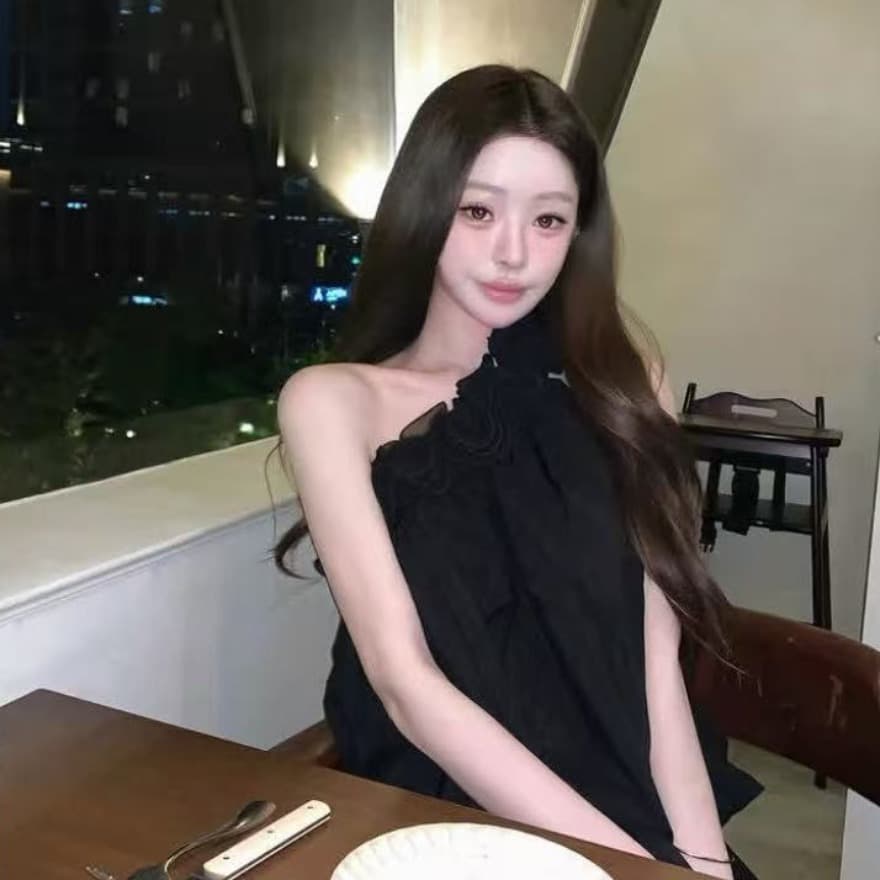 프랑스식 비스듬한 어깨 꽃 행침 목 화이트 작은 조끼 여성 여름 외출용 인사이드 가져 가라. 퍼프 꽃밭 민소매 슬립 맨위 이미지 2