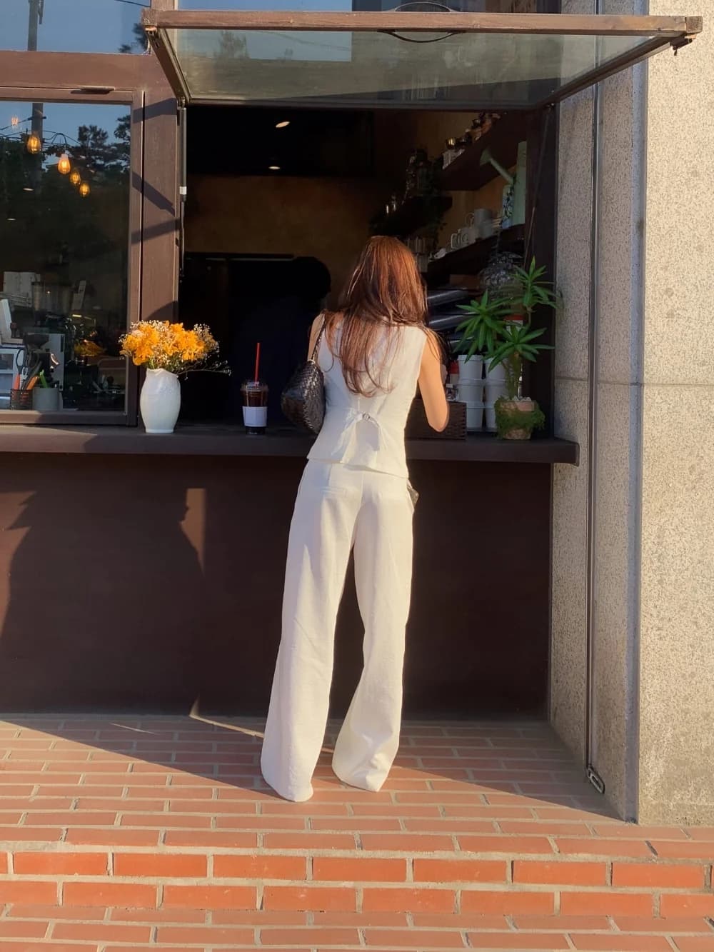 프랑스식 레트로 품격 폴로 칼라 싱글 줄 버튼 셔츠 하이웨이스트 캐주얼 다용도 출퇴근 긴 바지 캐주얼 세트 상세 이미지 20
