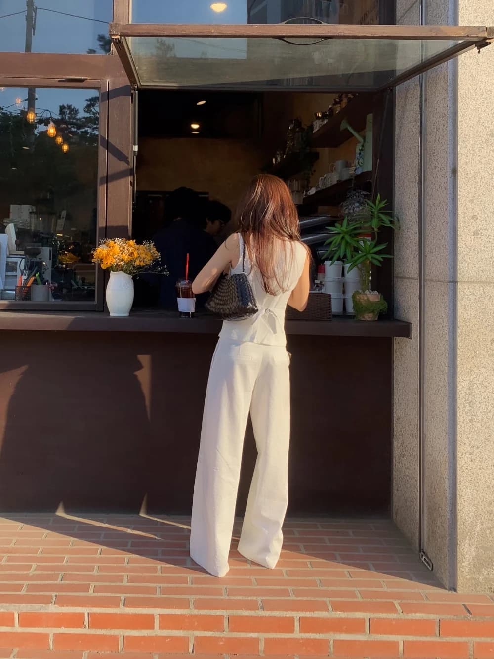 프랑스식 레트로 품격 폴로 칼라 싱글 줄 버튼 셔츠 하이웨이스트 캐주얼 다용도 출퇴근 긴 바지 캐주얼 세트 상세 이미지 22