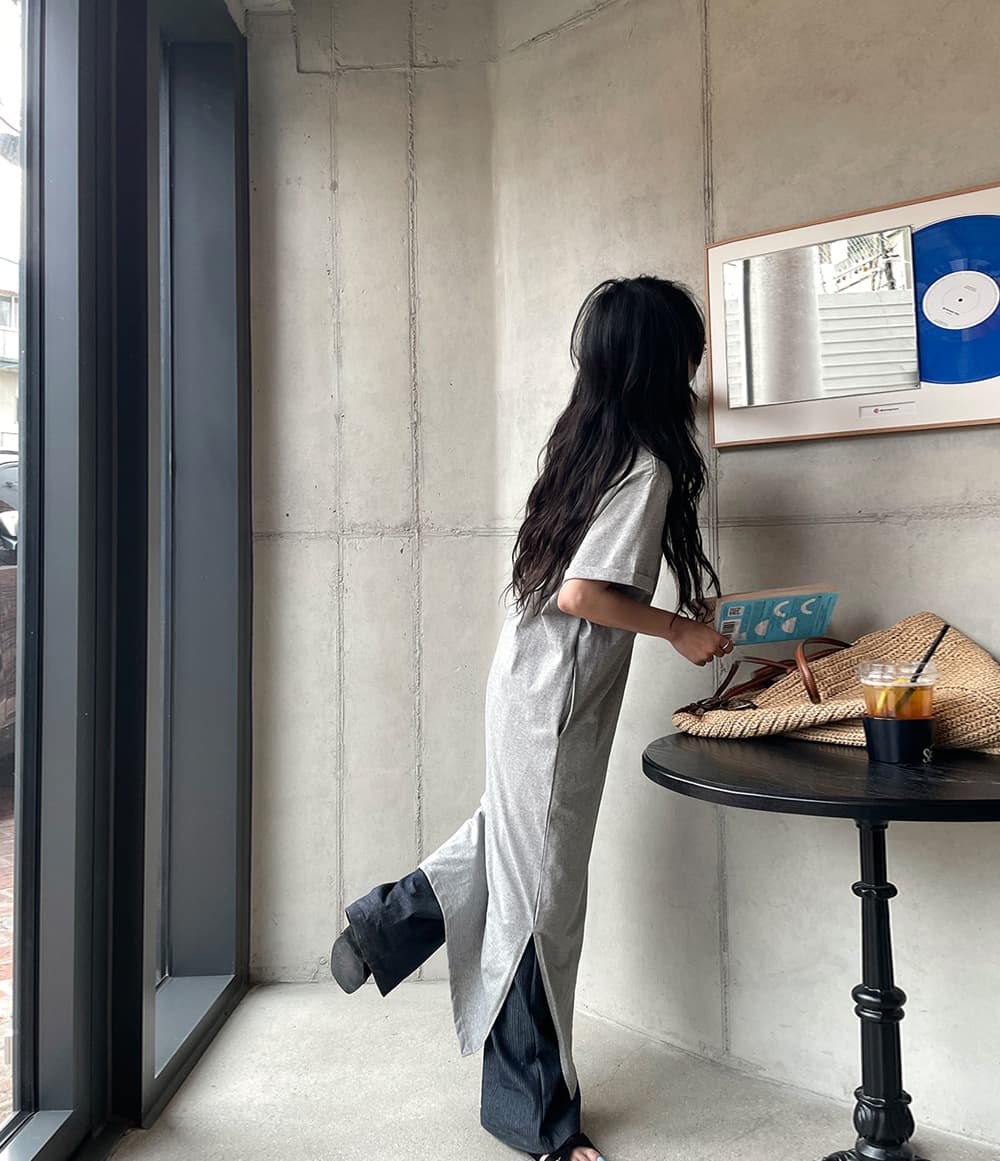 크기 있음 업데이트 한 부서 기초 다용도 여름 차가운 센스 인터넷 색상 루즈핏 바닥 청소 티셔츠 드레스 롱 스커트 상세 이미지 4