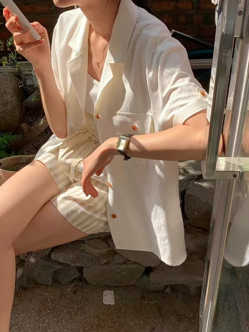 크기 있음 업데이트 한 부서 미니멀리즘 품격 다용도 루즈핏 다른 색상 버클 정장 칼라 싱글 줄 버튼 셔츠 캐주얼 맨위 상세 이미지 7