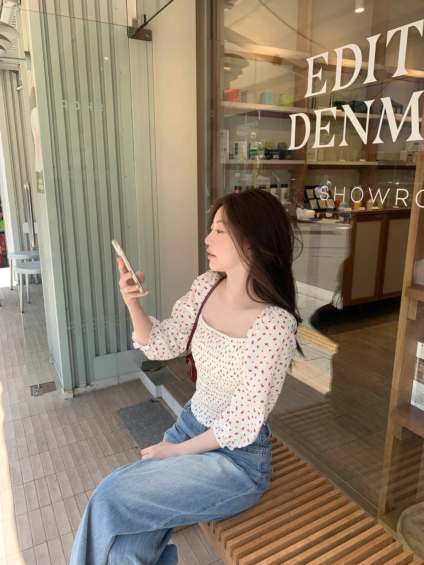 크기 있음 업데이트 프랑스식 낭만주의 광장 칼라 거품 소매 꽃무늬 셔츠 한 부서 Chic 연령 감소 7부 소매 작은 셔츠 상세 이미지 19
