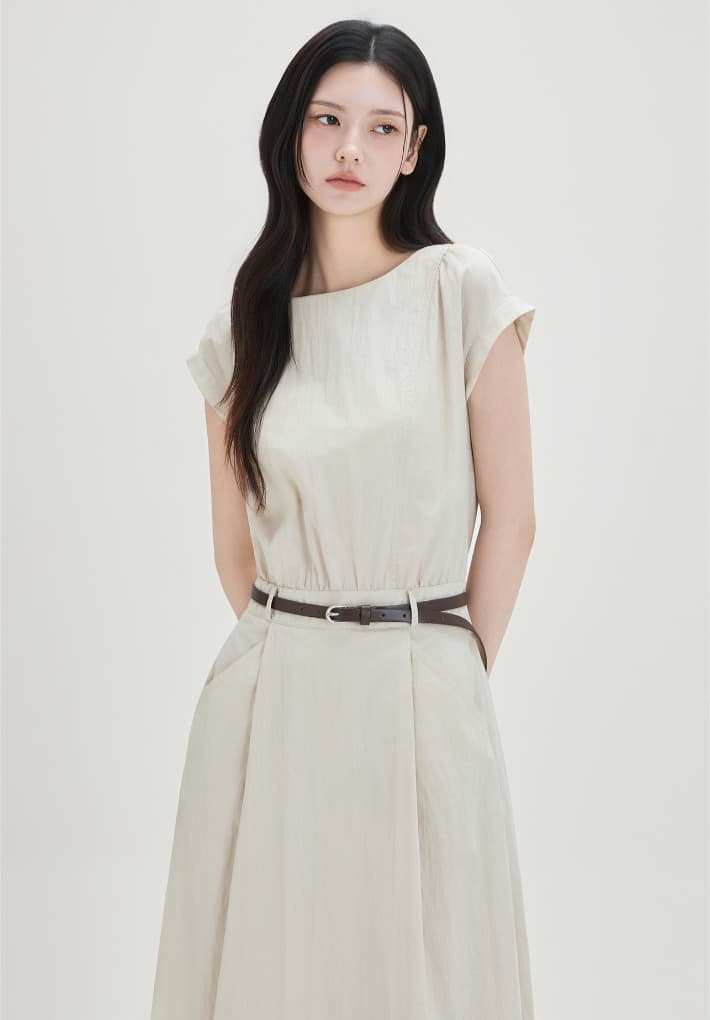 한 부서 미니멀리즘 품격 일상 다용도 레이스업 허리 수축 슬림해 보이는 드레스 벨트 포함 상세 이미지 8