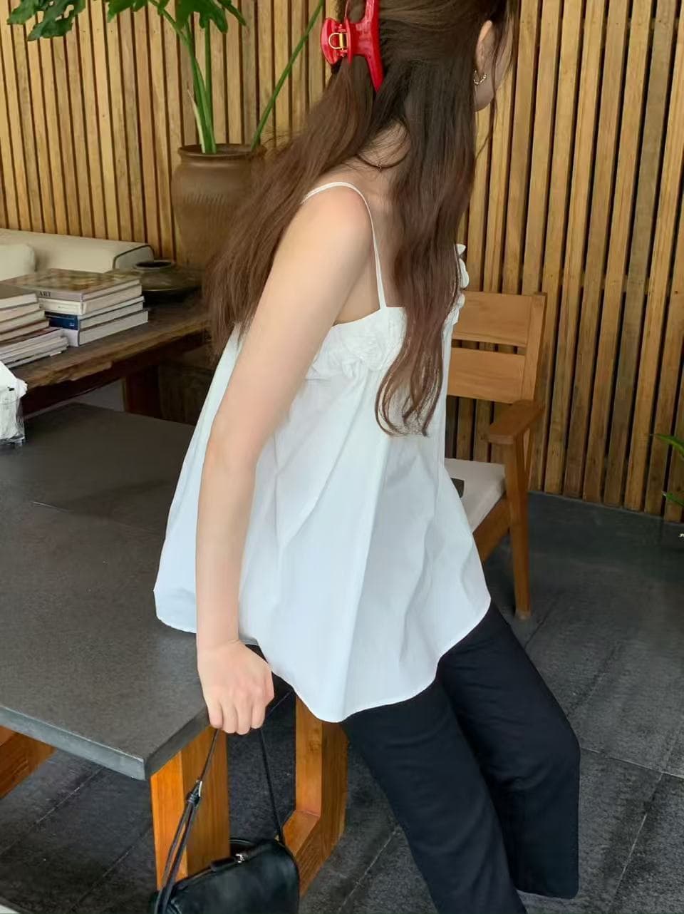 크기 있음 업데이트 한 부서 작은 청신 작은 대중 디자인 센스 3 차원 꽃 루즈핏 다용도 슬립 맨위 상세 이미지 3