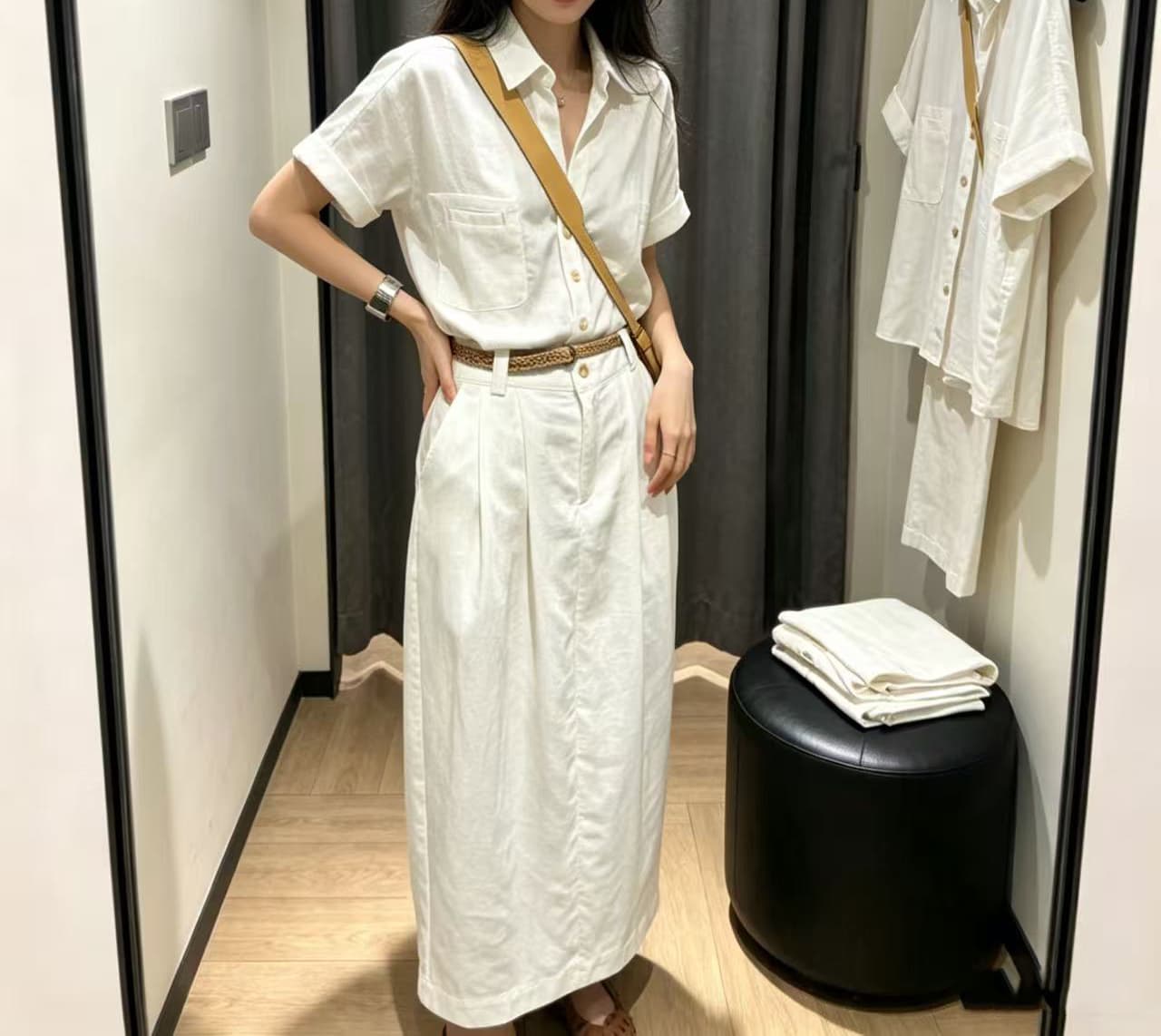 프랑스식 레트로 품격 오래된 돈 바람 폴로 칼라 깊은 v 허리 수축 슬림해 보이는 느긋한 바람 드레스 제외 된 벨트 상세 이미지 10