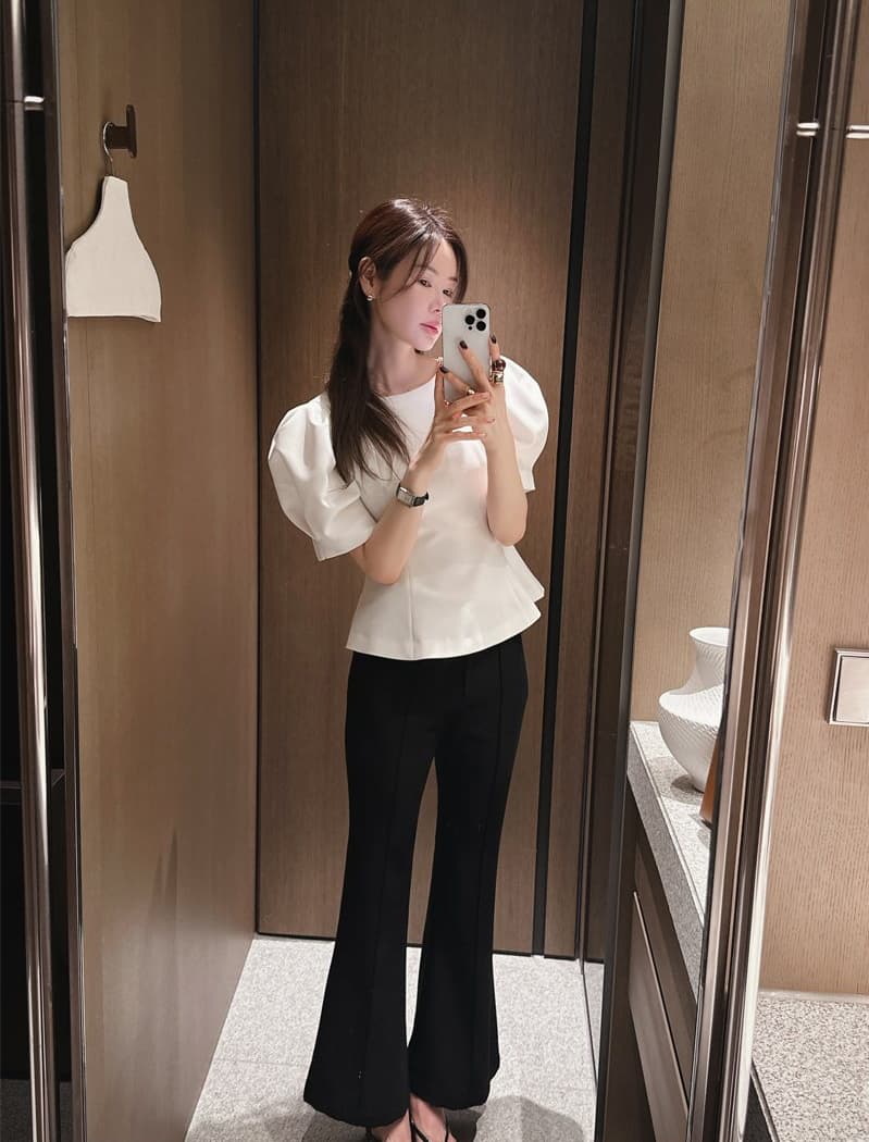 한 부서 원 웨이 우아함 품격 거품 소매 허리 수축 슬림해 보이는 출퇴근 다용도 셔츠 상세 이미지 9