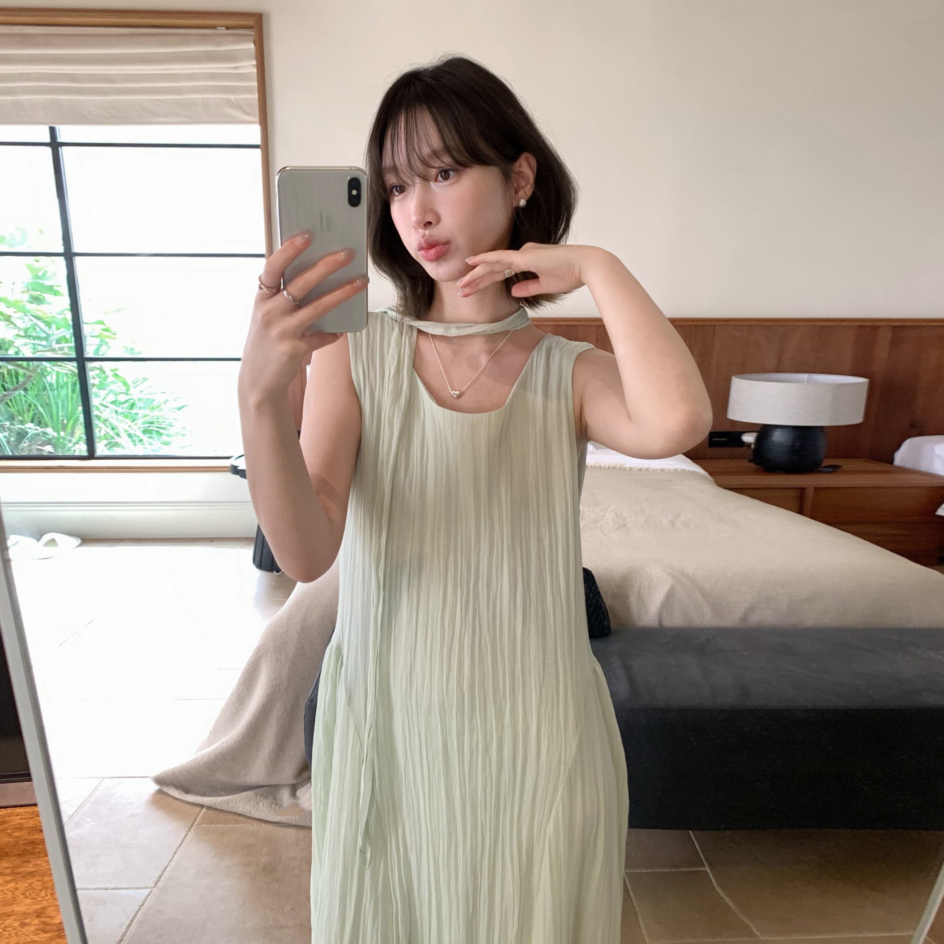크기 있음 업데이트 한 부서 주름 품격 시에 너 드레스 2026 여름 캐주얼 민소매 롱 스커트 여성 이미지 2