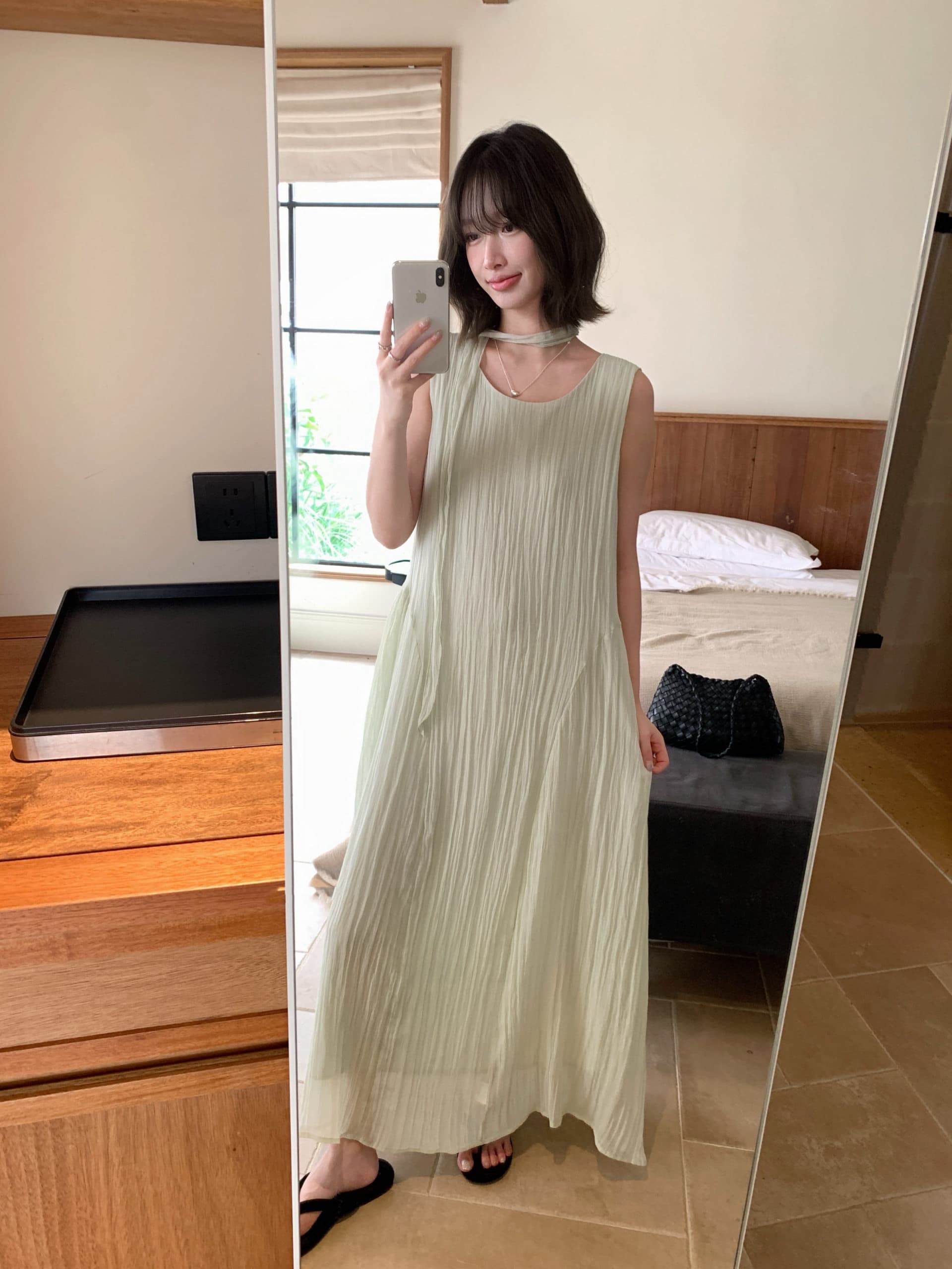 크기 있음 업데이트 한 부서 주름 품격 시에 너 드레스 2026 여름 캐주얼 민소매 롱 스커트 여성 상세 이미지 1
