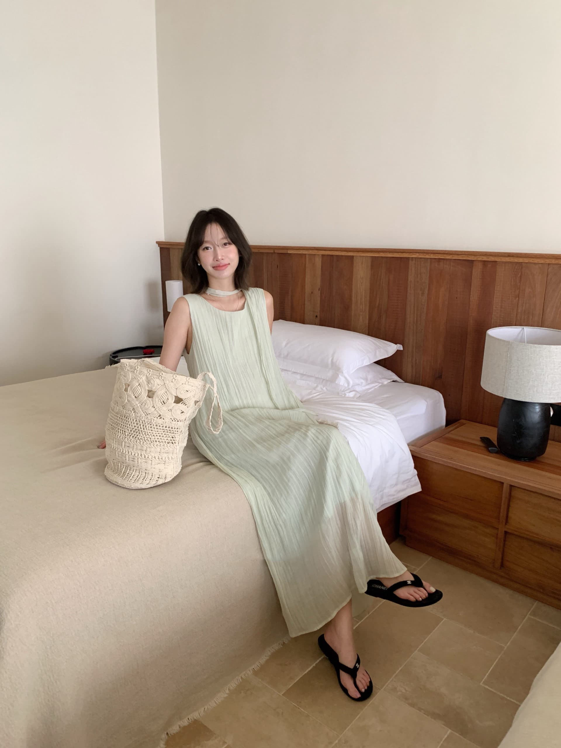 크기 있음 업데이트 한 부서 주름 품격 시에 너 드레스 2026 여름 캐주얼 민소매 롱 스커트 여성 상세 이미지 4