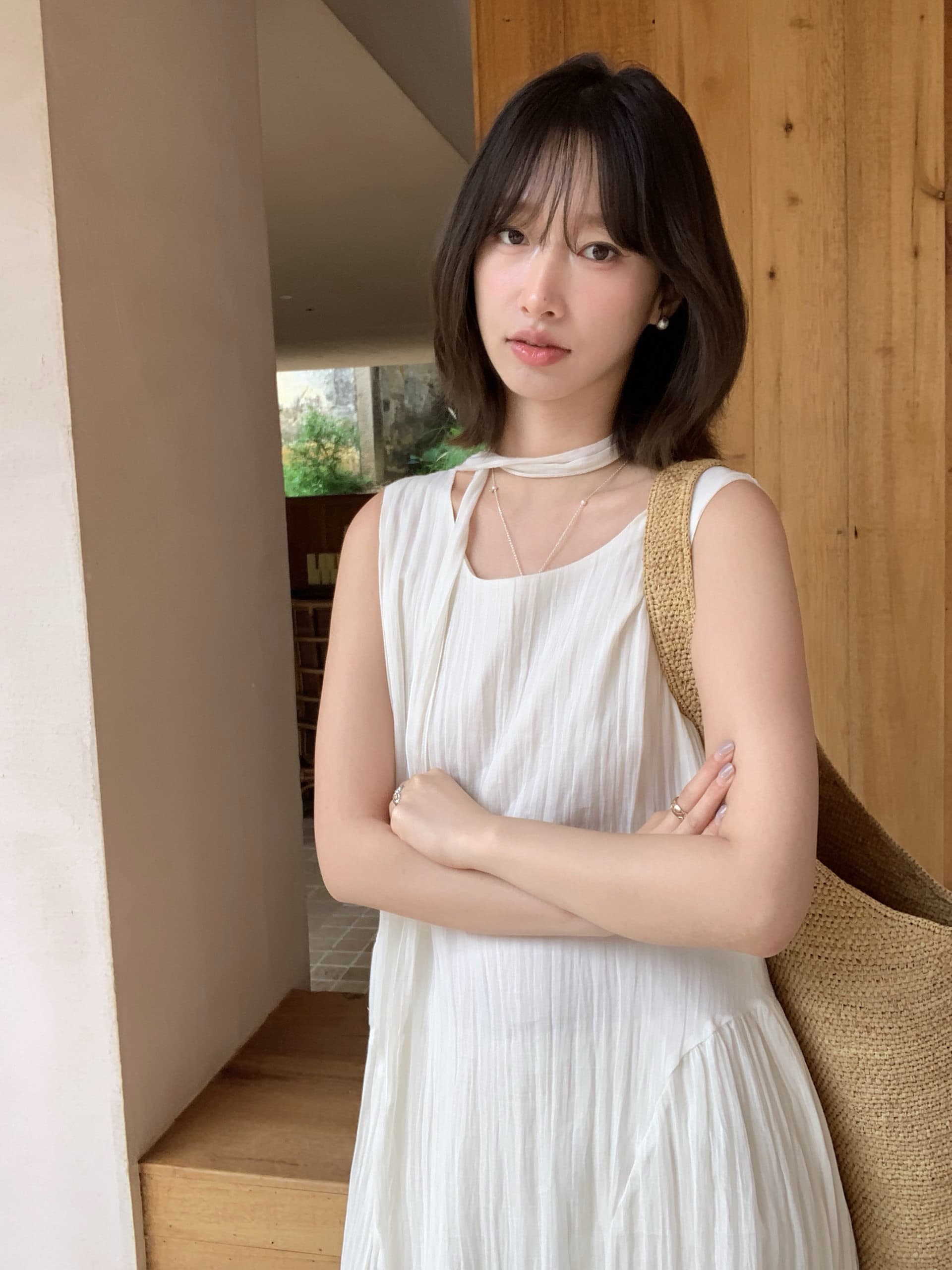크기 있음 업데이트 한 부서 주름 품격 시에 너 드레스 2026 여름 캐주얼 민소매 롱 스커트 여성 상세 이미지 6