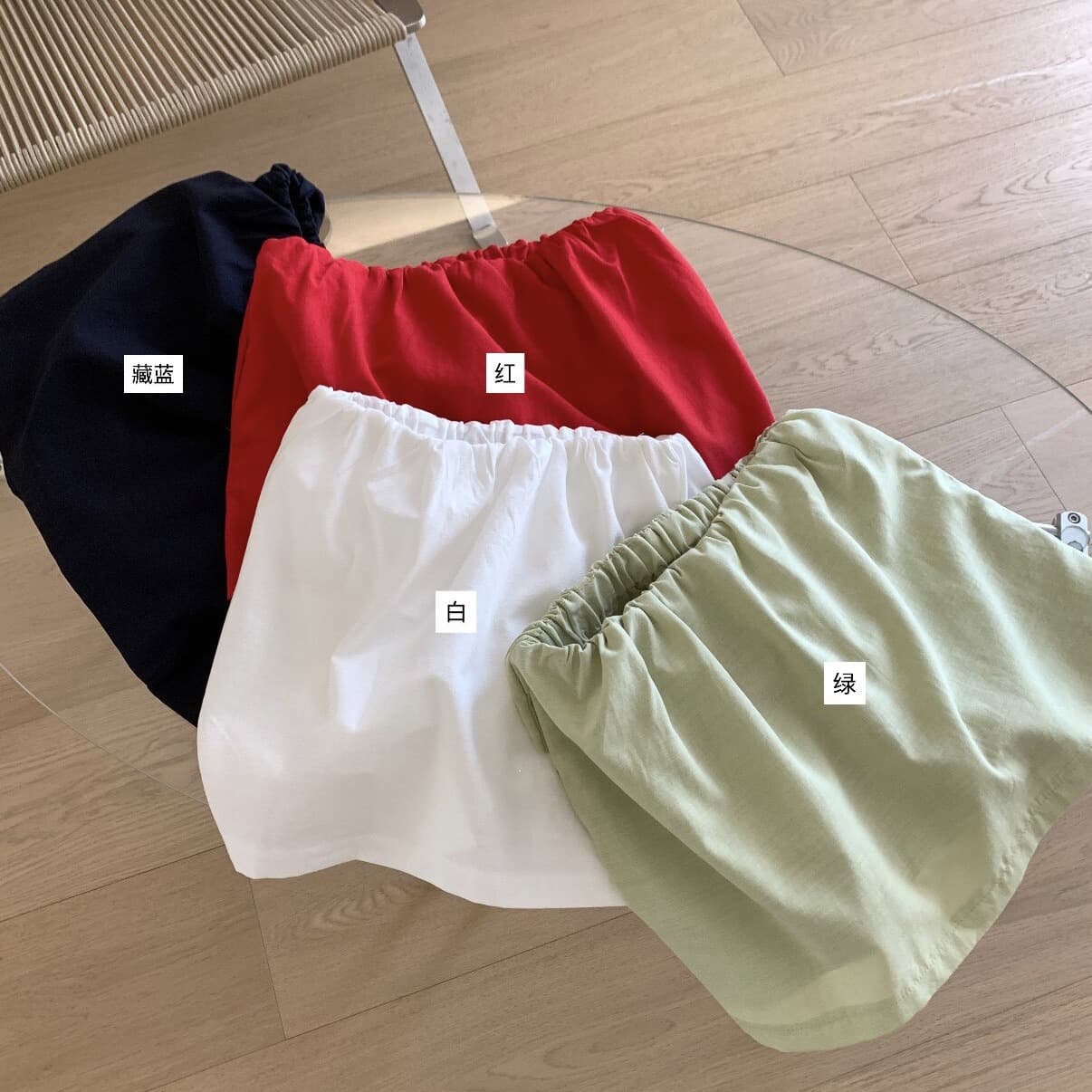 크기 있음 업데이트 한 부서 미니멀리즘 하이웨이스트 캐주얼 다용도 단색 허리밴드 펌프 로프 반신 스커트 여성 이미지 5