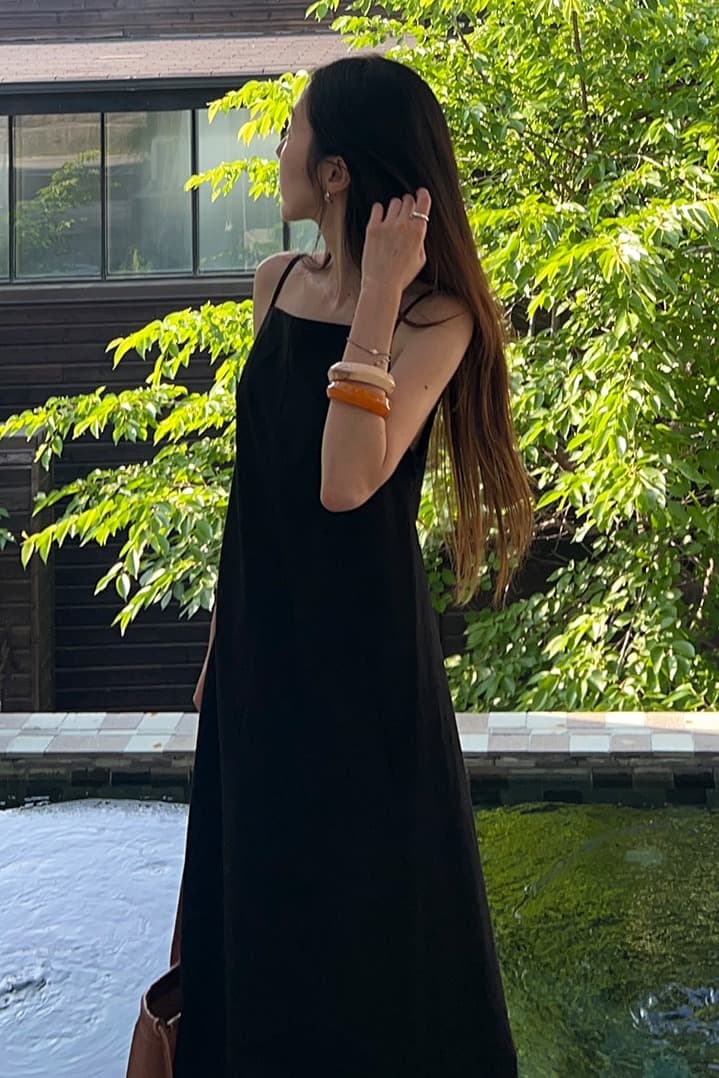 크기 있음 업데이트 한 부서 미니멀리즘 뒤로 레이스업 루즈핏 느긋한 바람 휴가 치마 차가운 센스 슬립 드레스 이미지 6