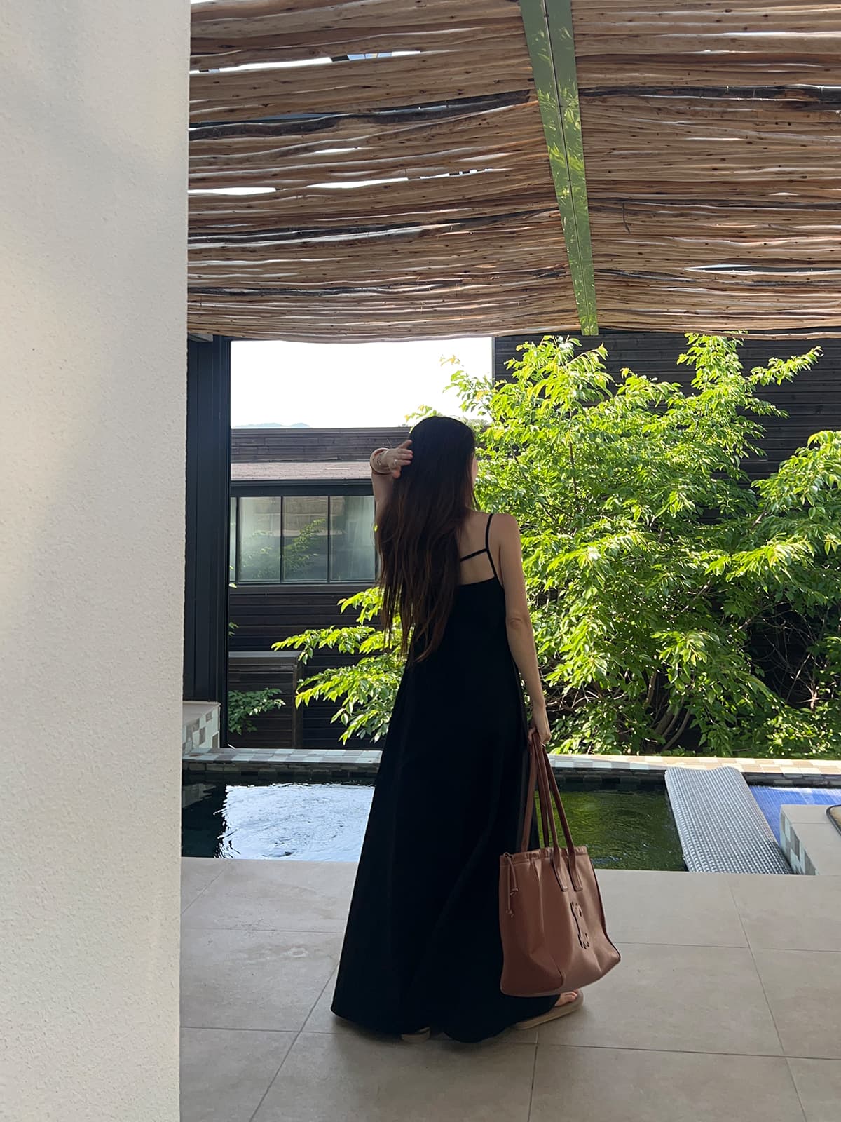 크기 있음 업데이트 한 부서 미니멀리즘 뒤로 레이스업 루즈핏 느긋한 바람 휴가 치마 차가운 센스 슬립 드레스 상세 이미지 19