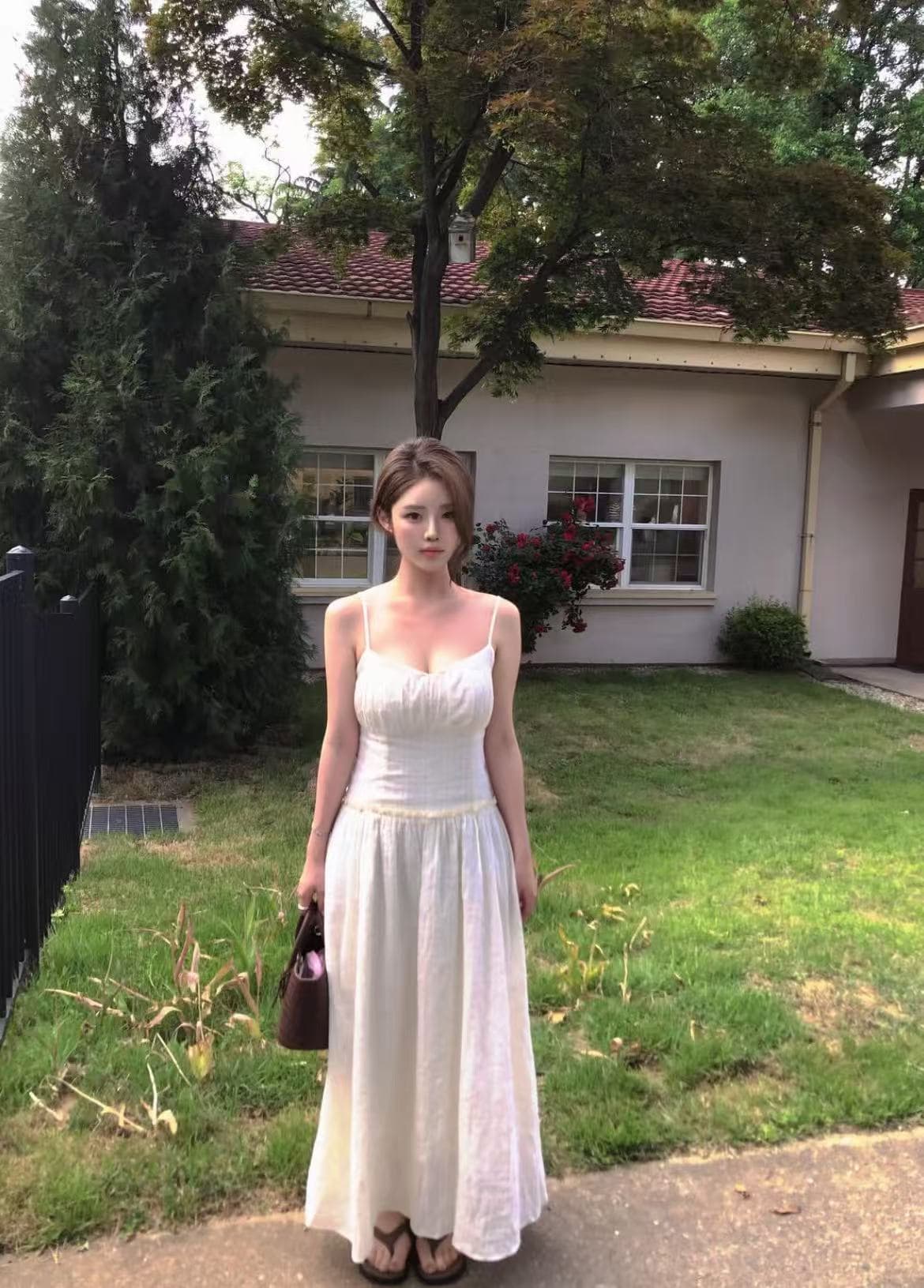 ins 보 주님 섹션 한 부서 품격 달콤함 슬립 프릴 허리 선 슬림해 보이는 다용도 일상 드레스 상세 이미지 17